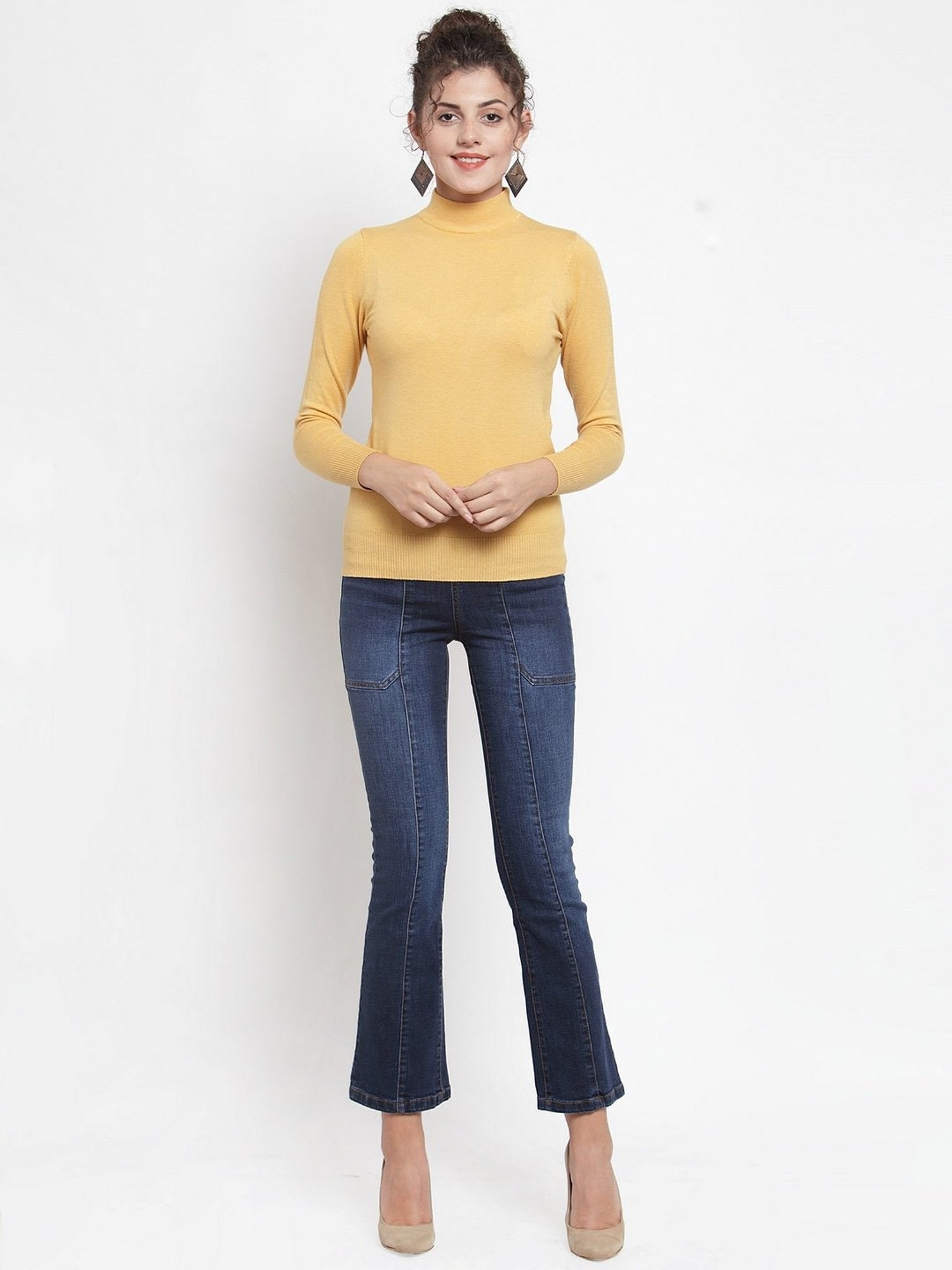 Mustard Turtle Neck Full Sleeve Skivvy - Global Republic