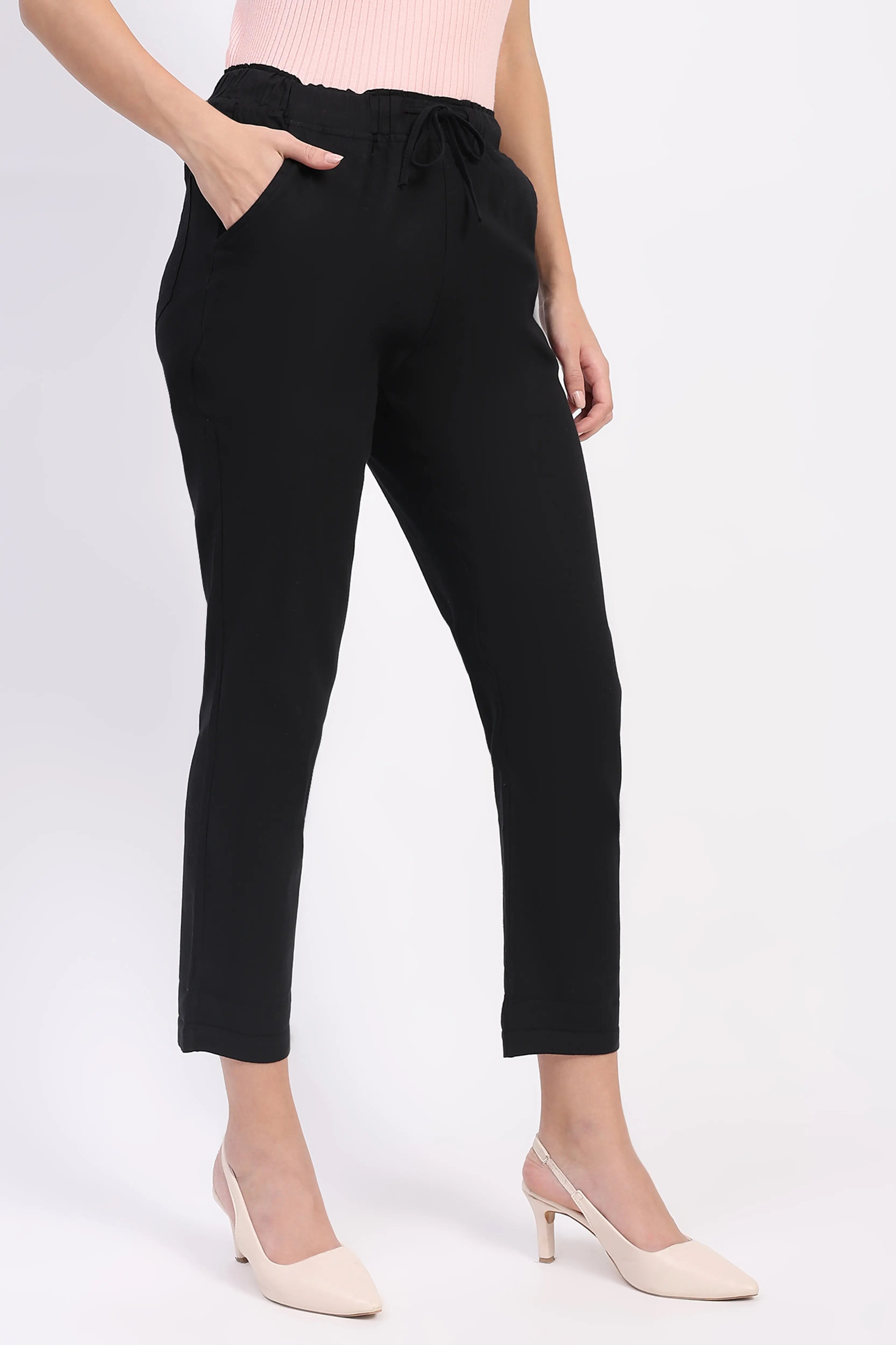 Regular Fit Black Lower With Pockets - Global Republic