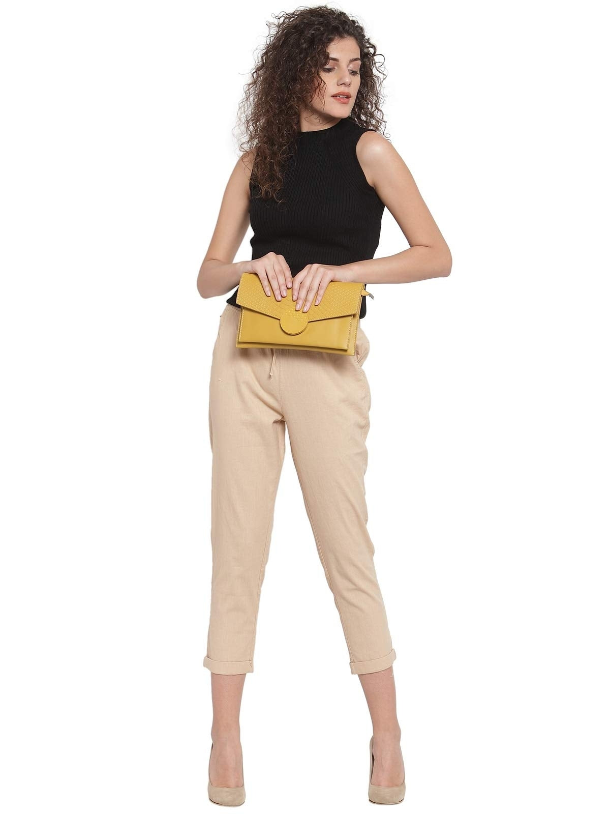 Beige Ankle Length Cotton Lower