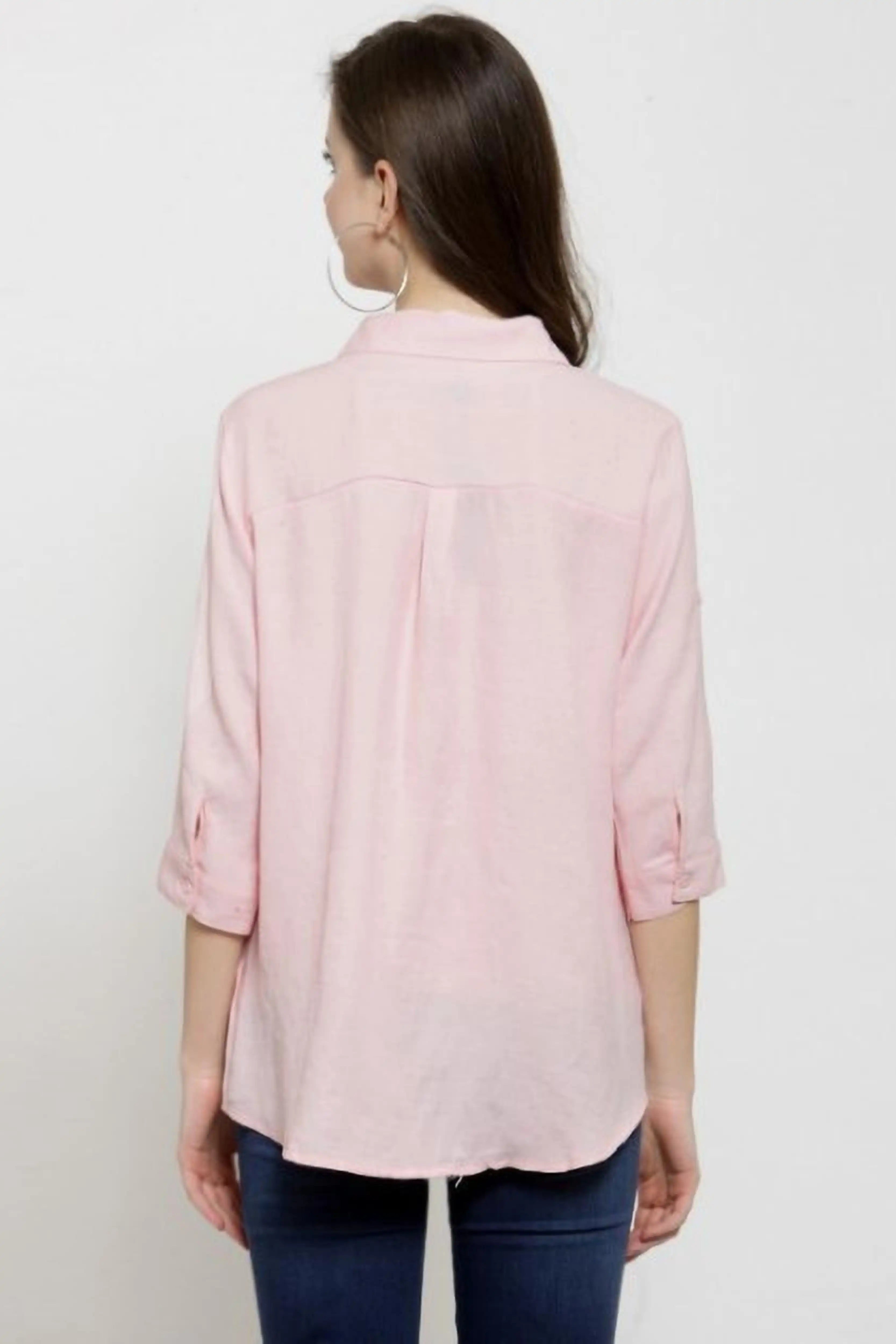 Women Pink Loose Fit Cotton Shirt