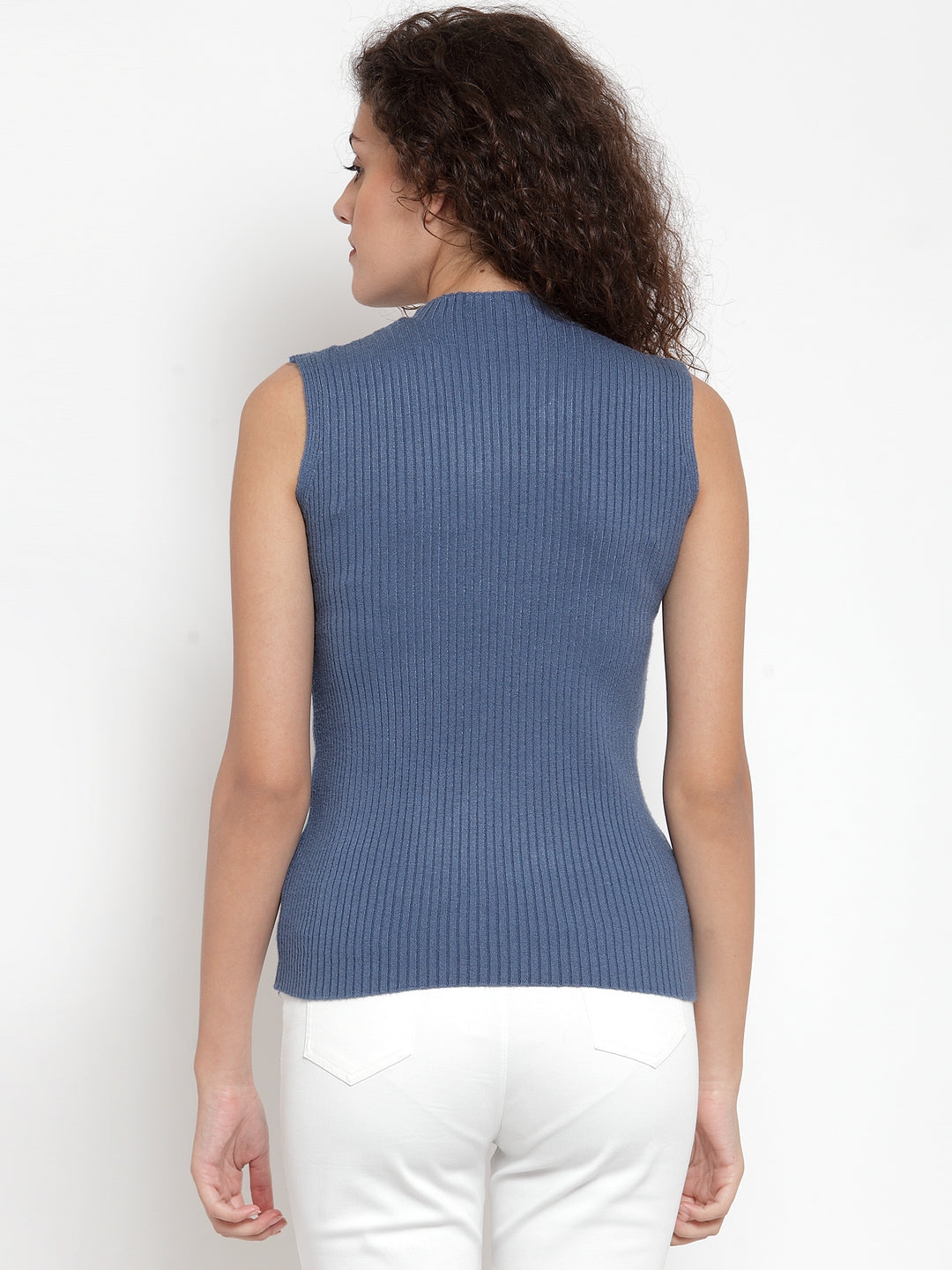 Grey Stretchable Knit Skivvy Top