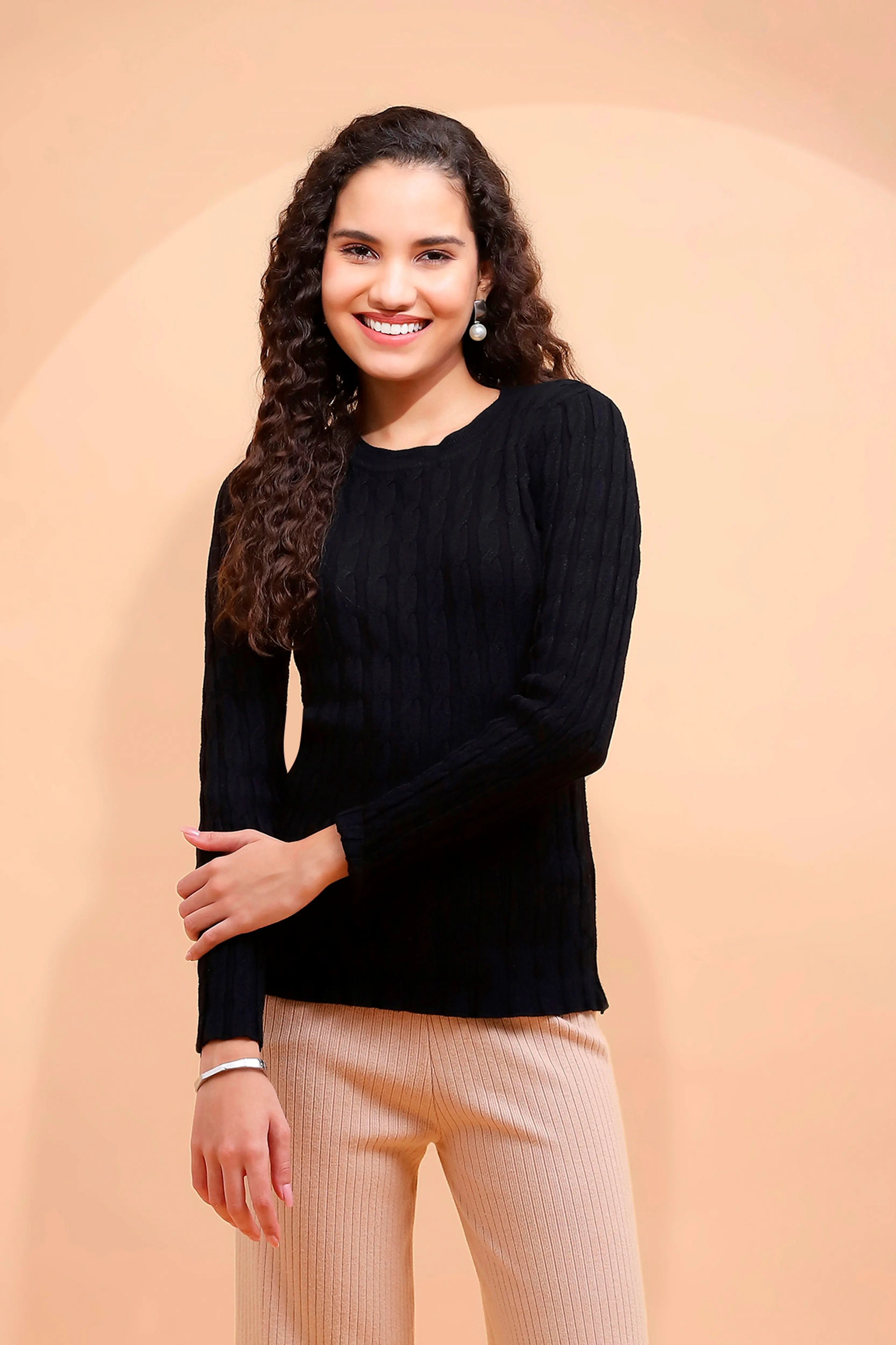 Black Crew Neck Slim Fit Skivvy - Global Republic