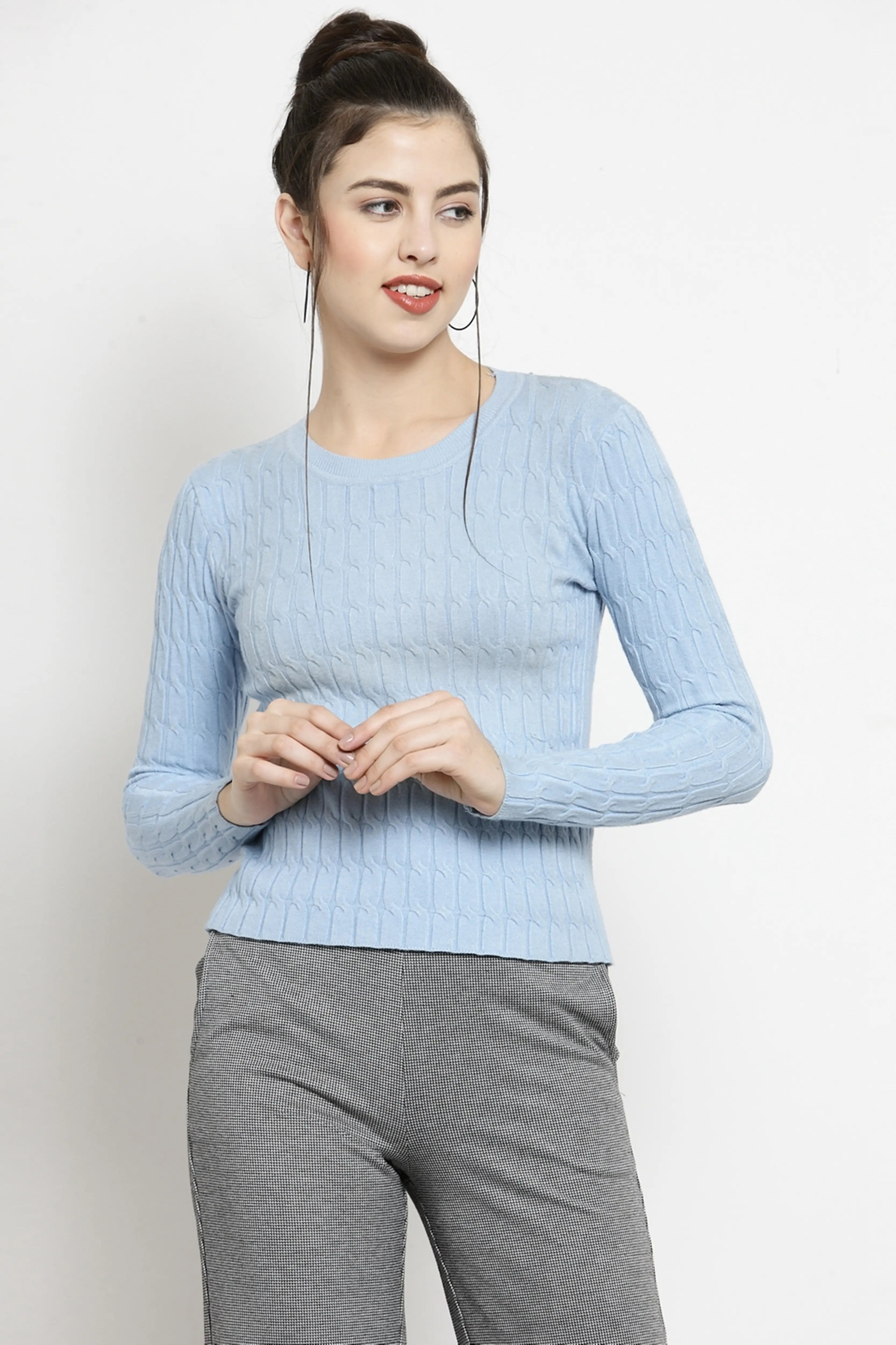 Blue Solid Cotton Blend Skivvy - Global Republic