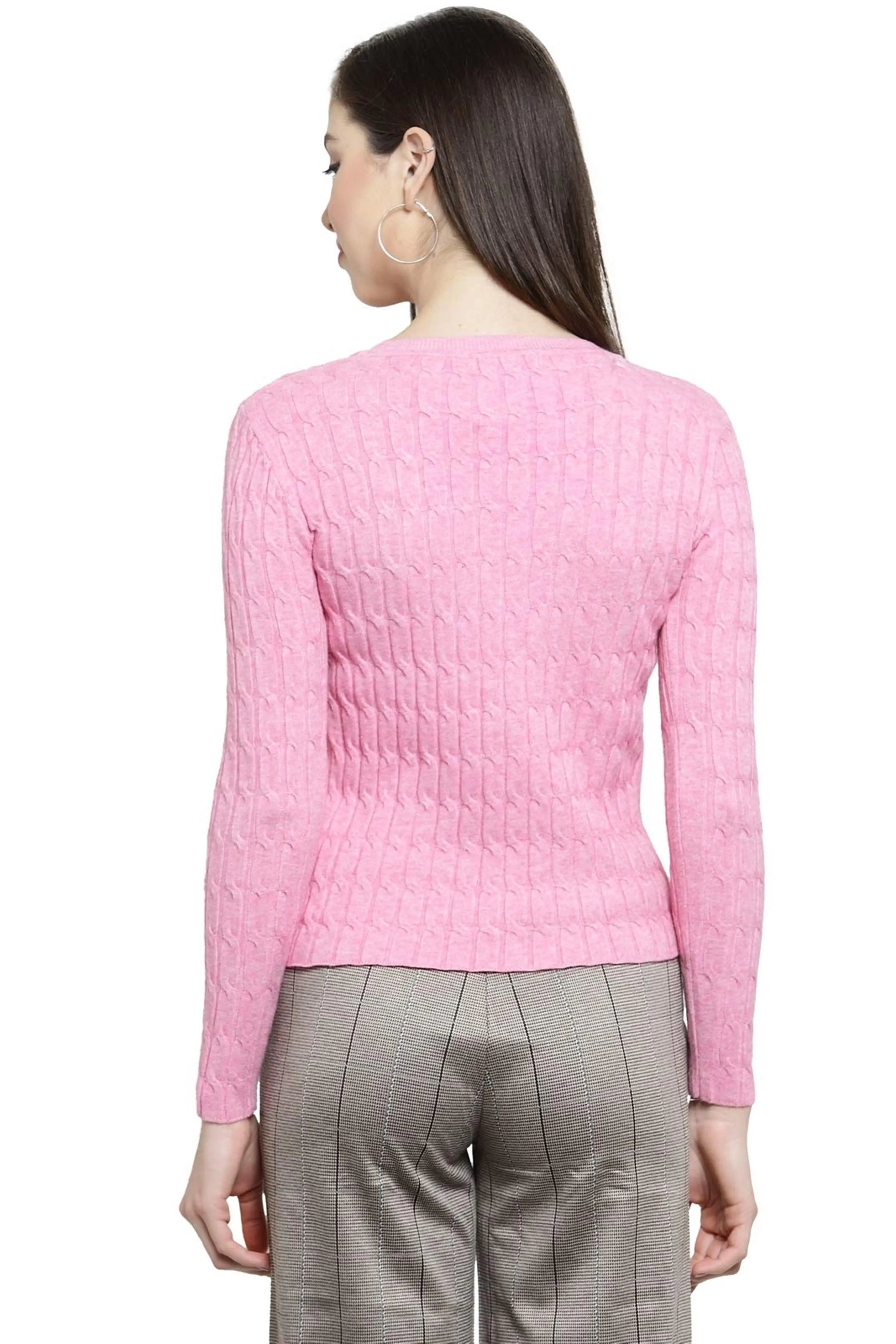 Solid Pink Round Neck Snug Fit Skivvy - Global Republic