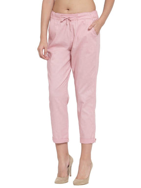 Pink Cotton Ankle Length Lower