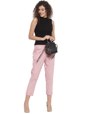 Pink Cotton Ankle Length Lower