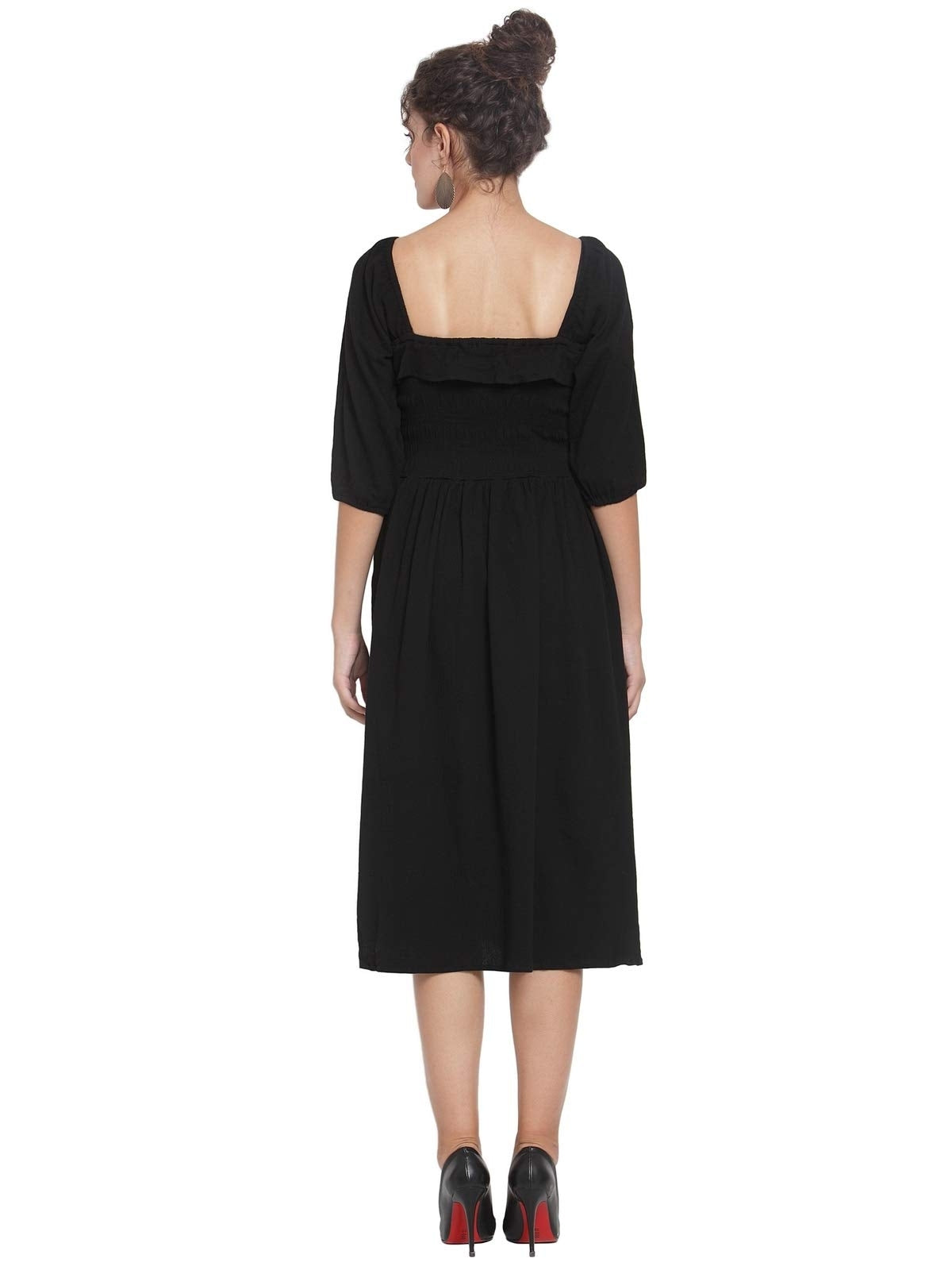 Women Black Square Neck Dress