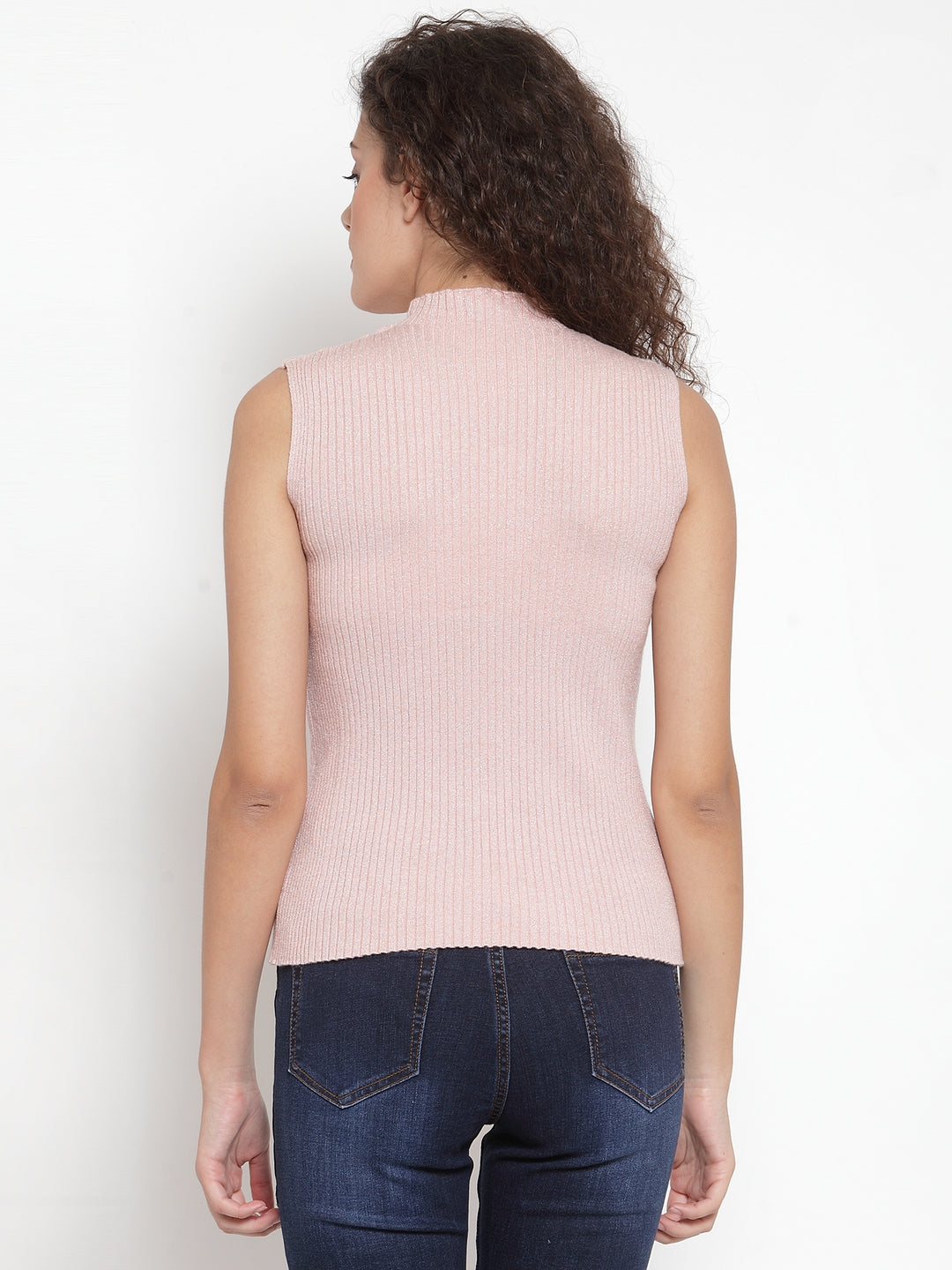 Shimmer Pink Stretchable Knit Skivvy