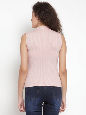 Shimmer Pink Stretchable Knit Skivvy