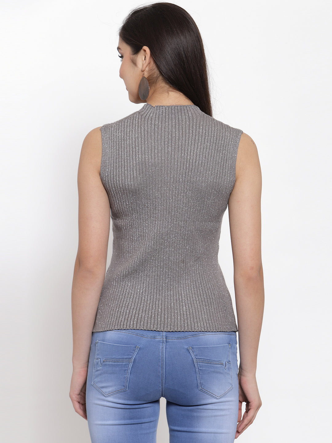 Grey & Silver Stretchable Knit Skivvy