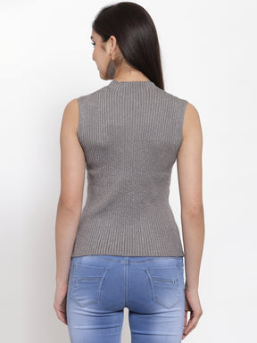 Grey & Silver Stretchable Knit Skivvy
