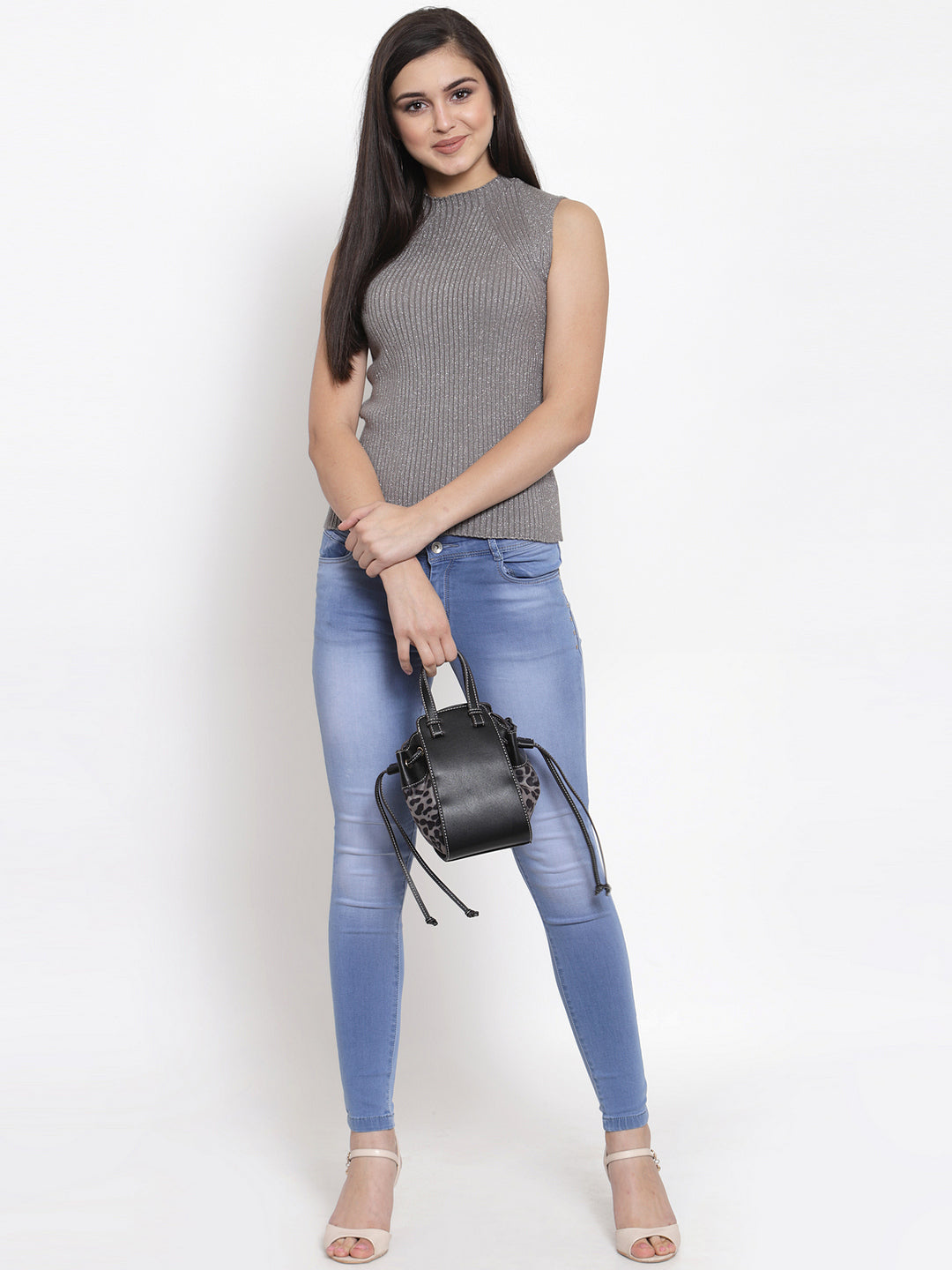 Grey & Silver Stretchable Knit Skivvy