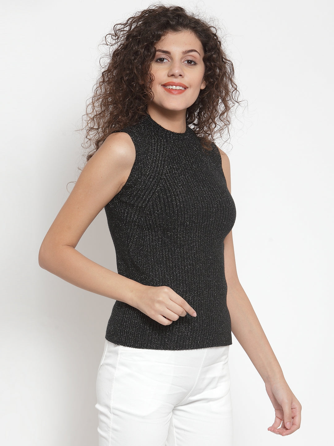 Black & Silver Stretchable Knit Skivvy - Global Republic