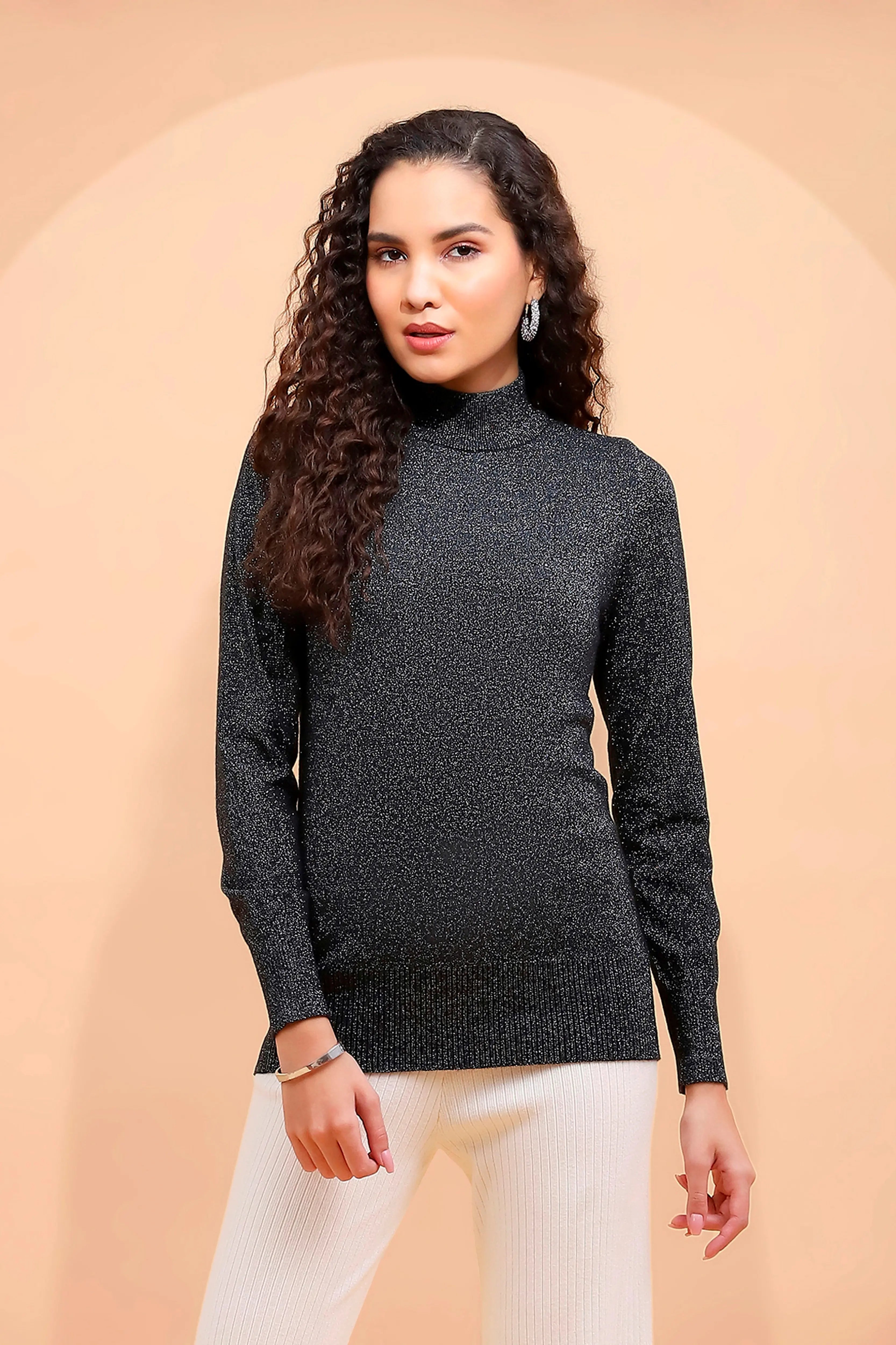 Black Turtle Neck Skivvy Top - Global Republic