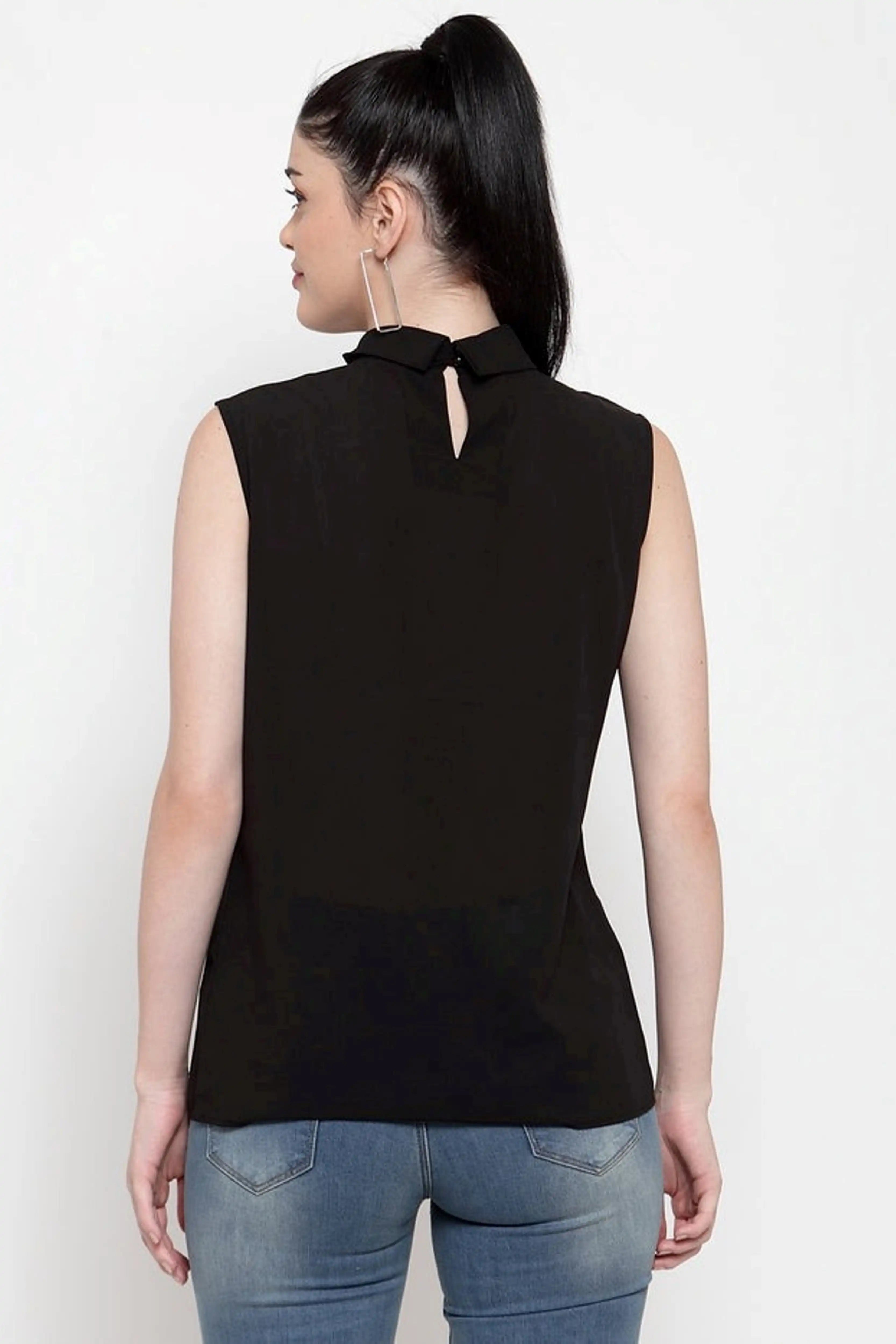 Turtle Neck Asymmetric Hem Top