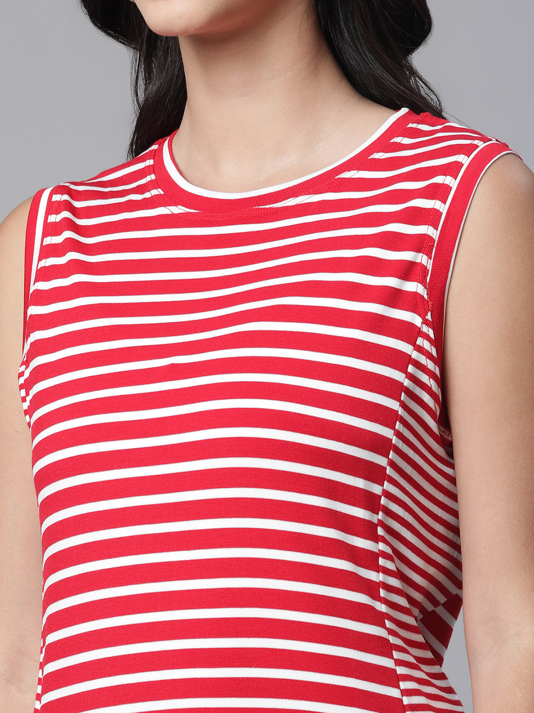 Women Red Abstract Striped Dress