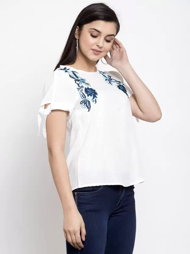Women Embroidered Regular Fit Blouson top