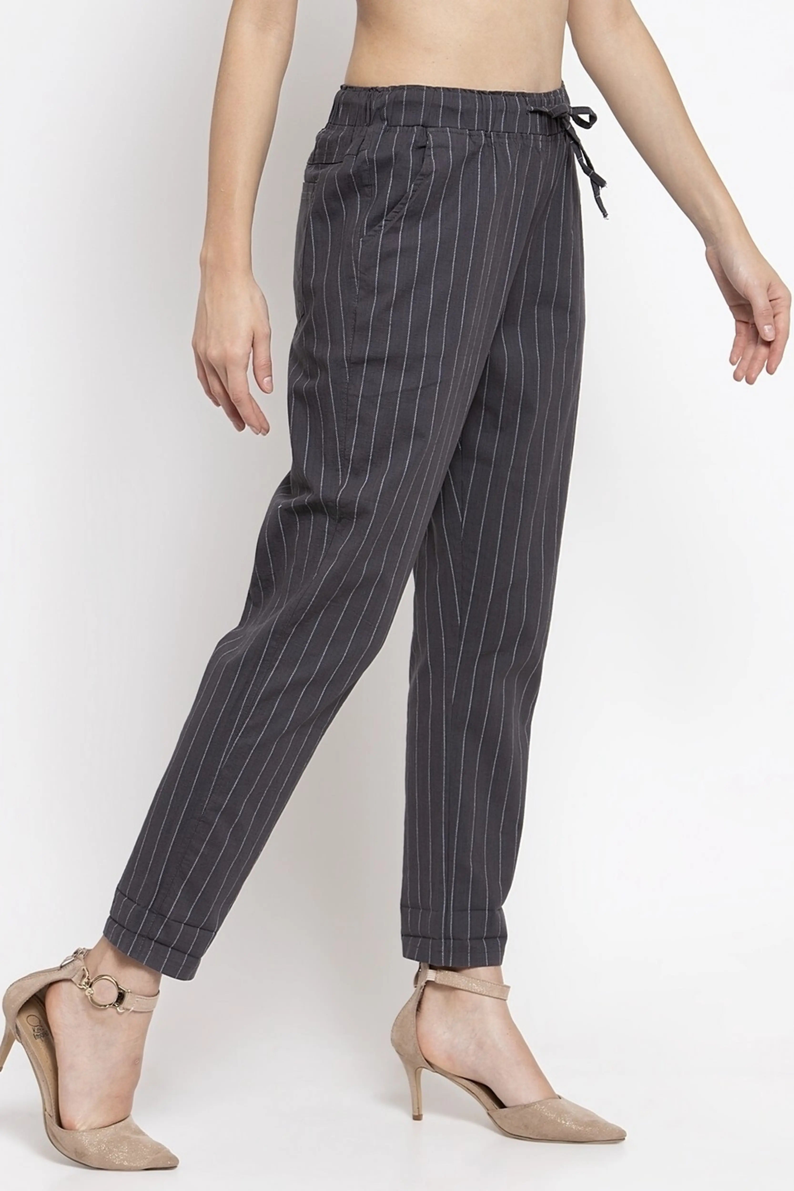 Dark Grey Cotton Regular Fit Lower