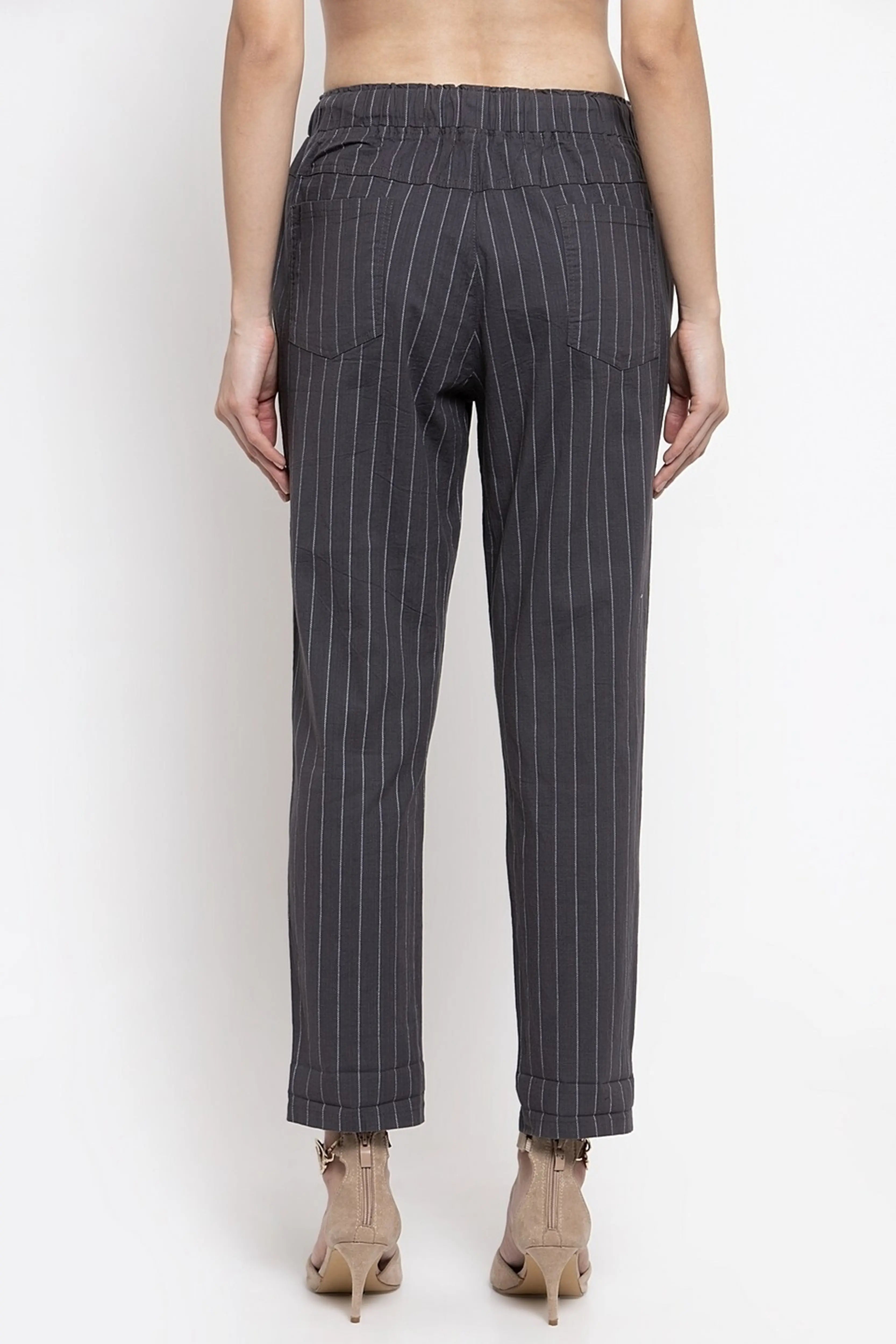 Dark Grey Cotton Regular Fit Lower