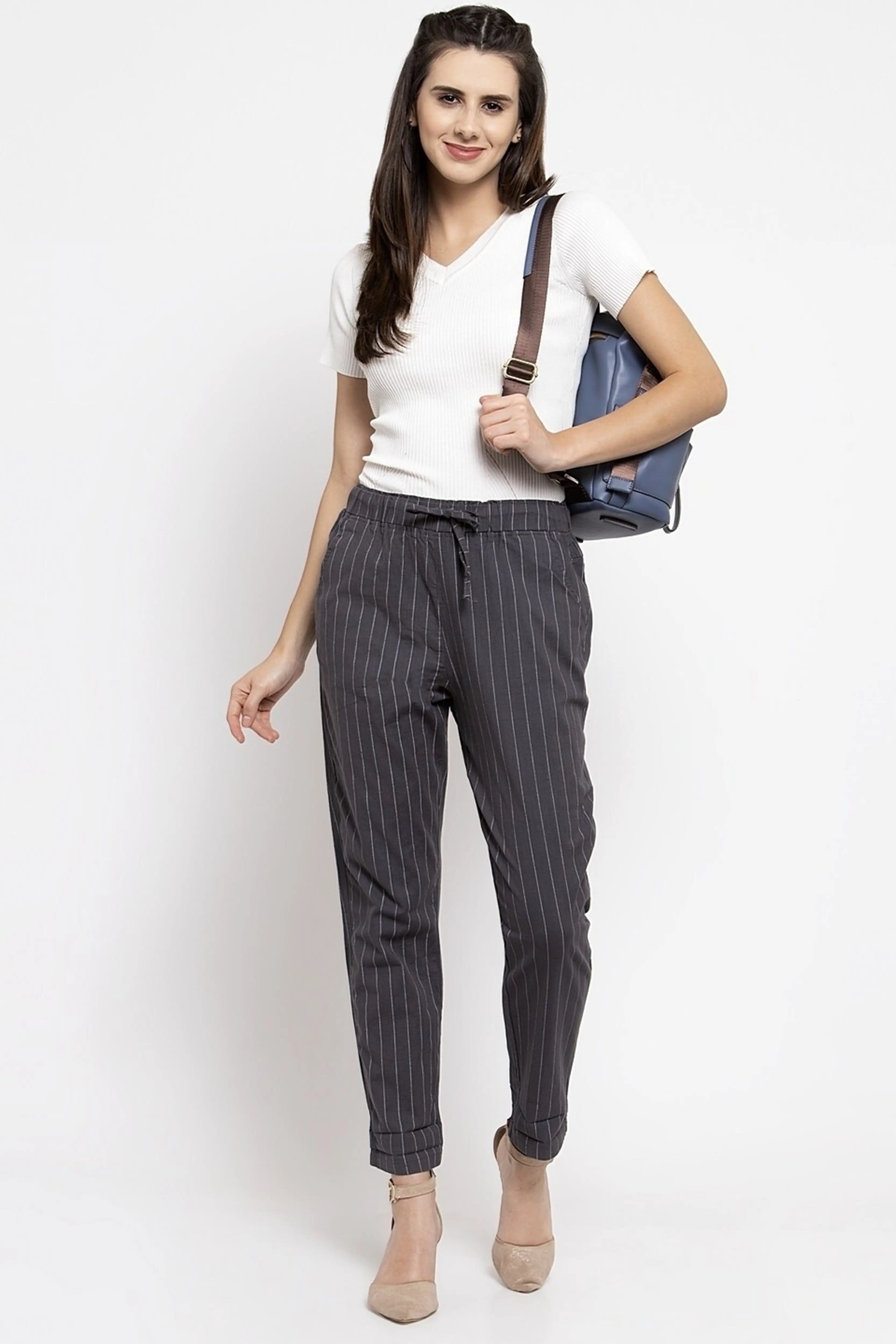 Dark Grey Cotton Regular Fit Lower