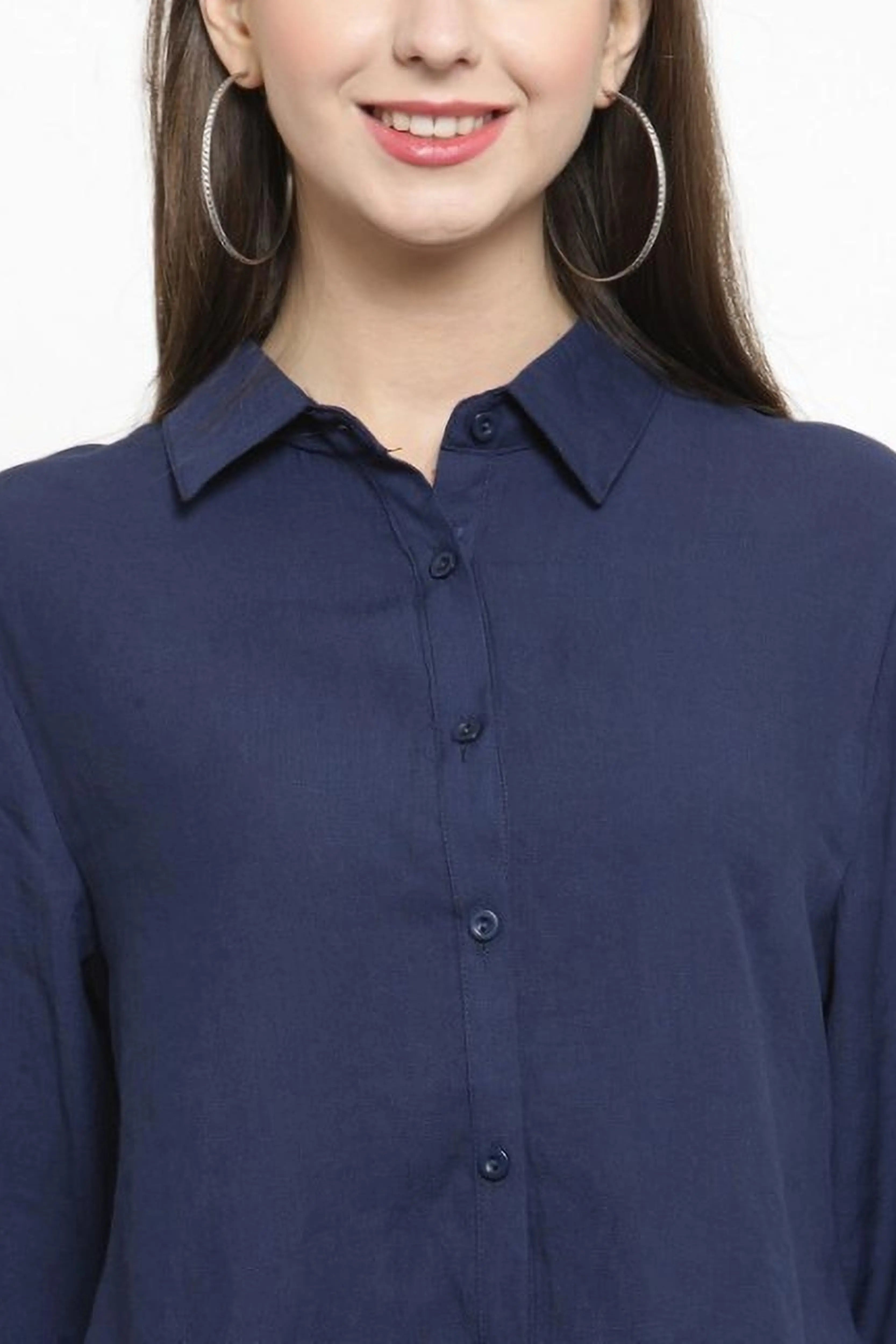 Solid Shirt Collar Relaxed Fit Shirt - Global Republic