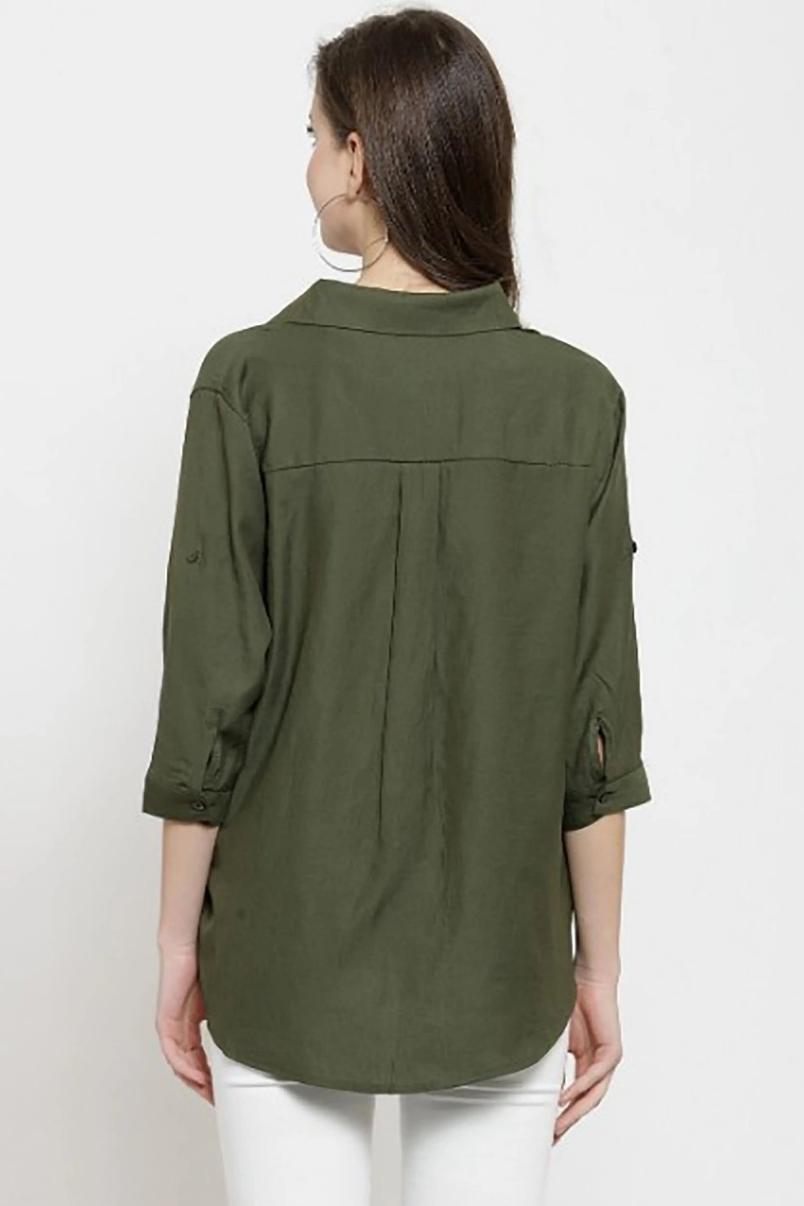 Solid Shirt Collar Relaxed Fit Shirt - Global Republic