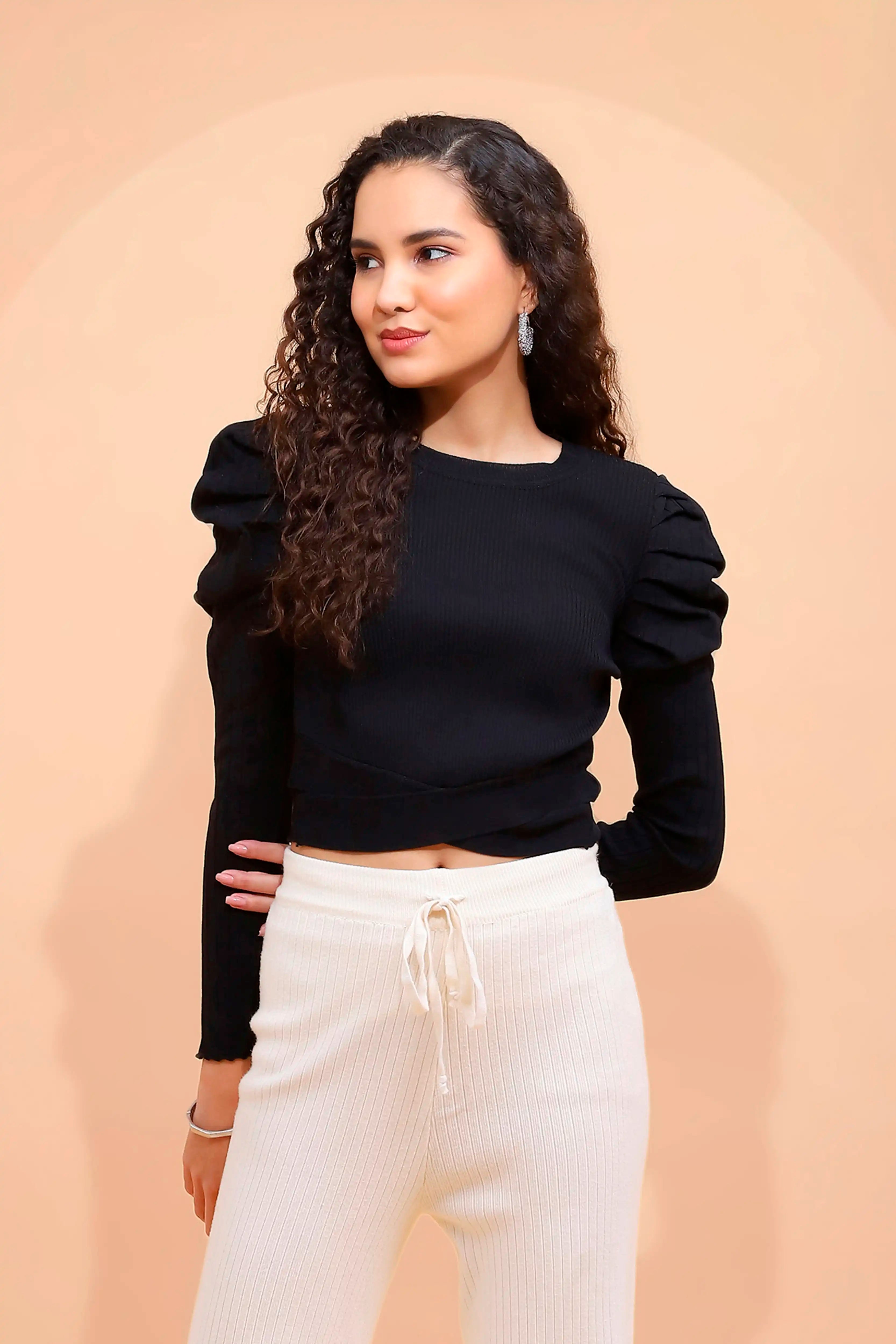 Black Cropped Pullover