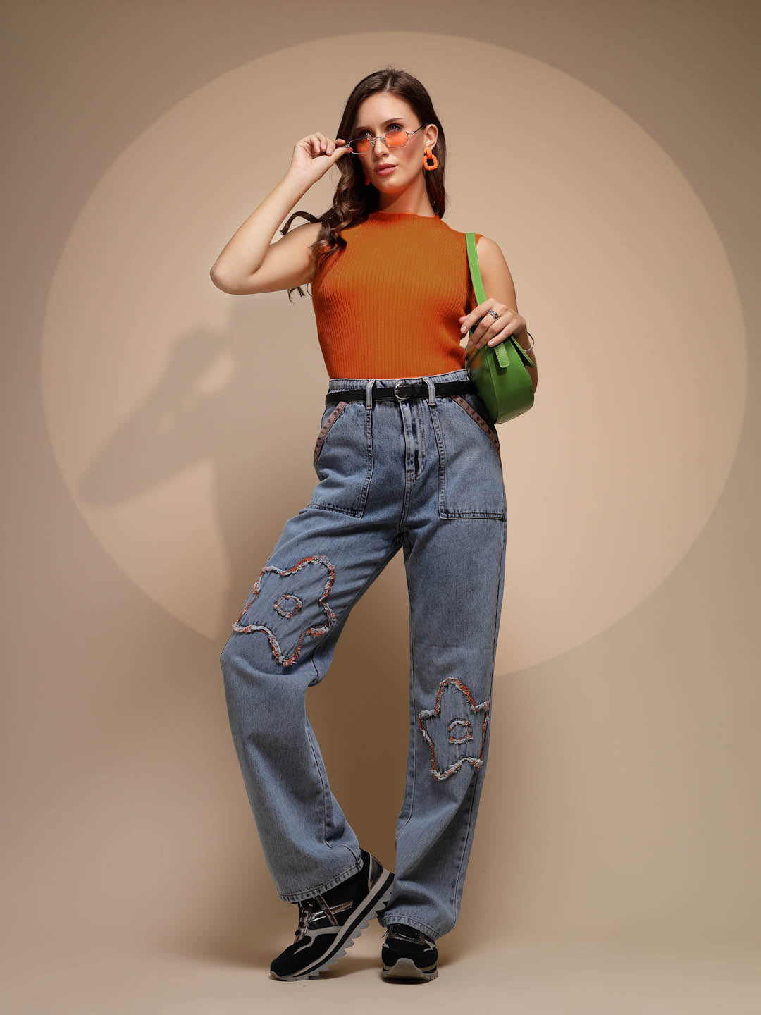 Rust Stretchable Knit Skivvy Top