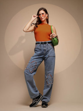 Rust Stretchable Knit Skivvy Top