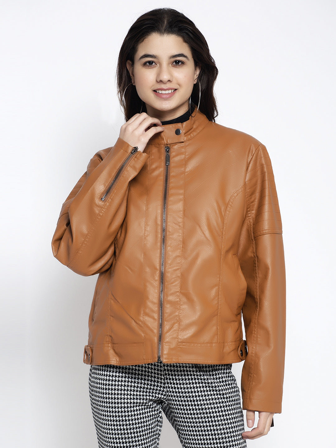 Brown urethane Solid Jacket - Global Republic