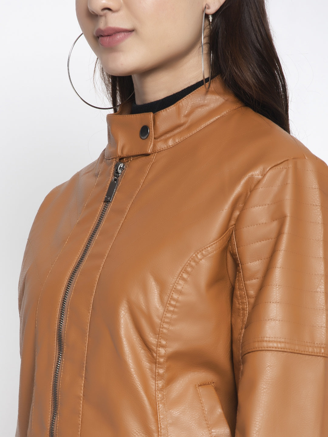 Brown urethane Solid Jacket - Global Republic
