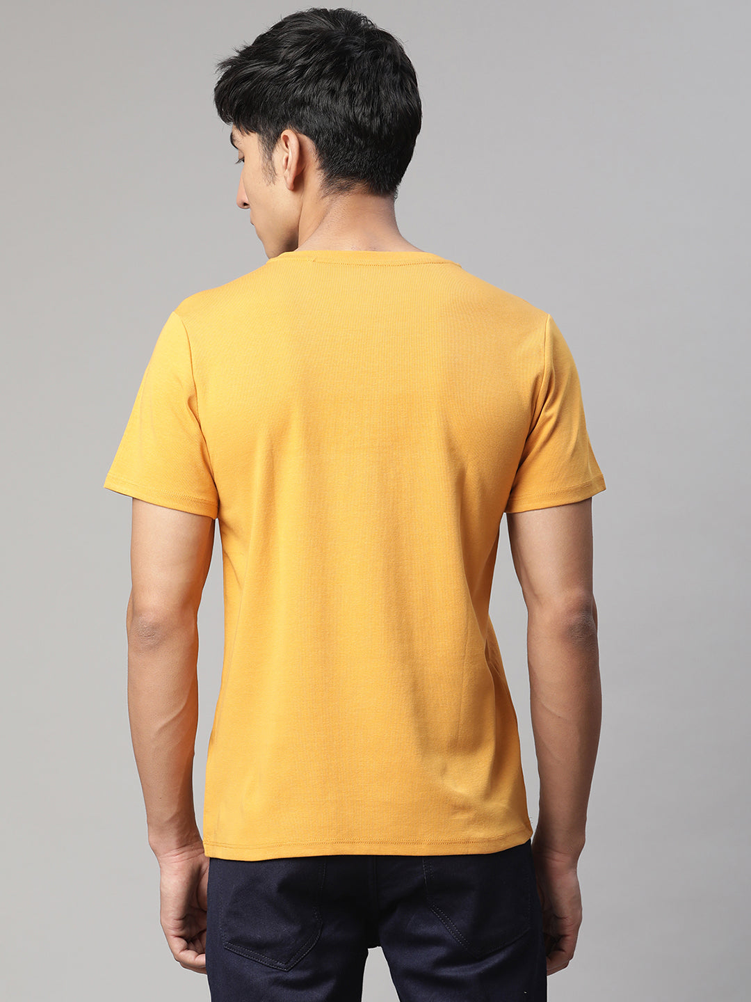 Men Alpha Printed Mustard T-Shirt