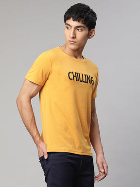 Men Alpha Printed Mustard T-Shirt
