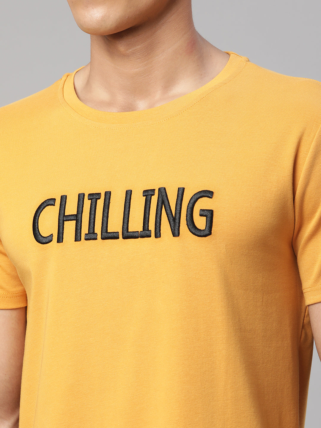 Men Alpha Printed Mustard T-Shirt