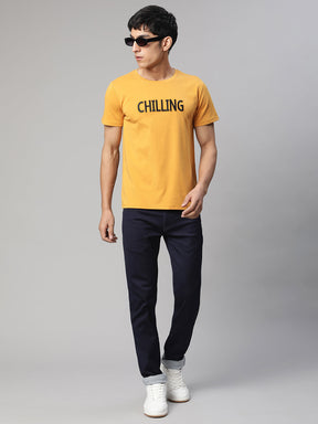 Men Alpha Printed Mustard T-Shirt