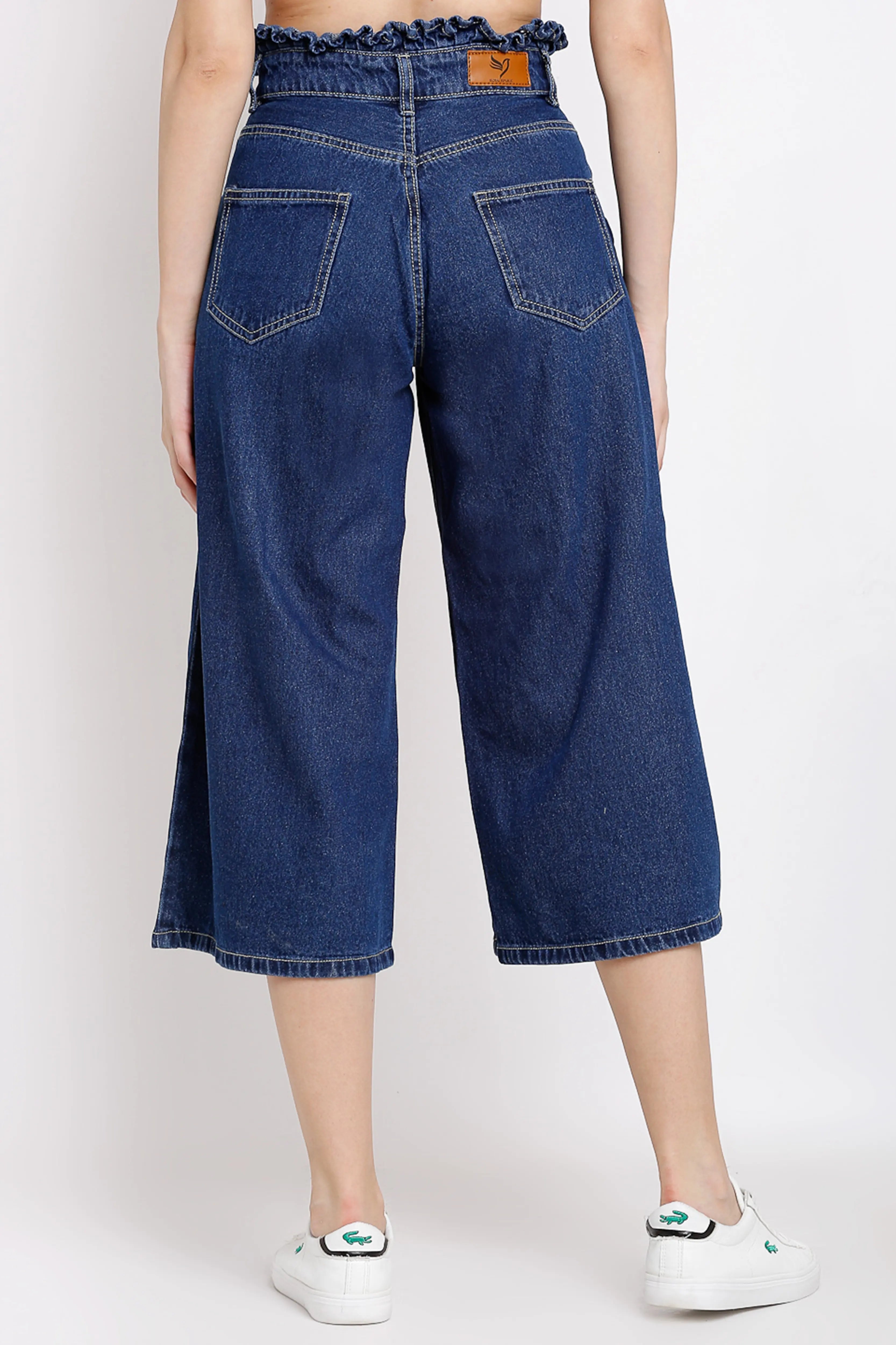 Blue Cotton Blend Culottes - Global Republic