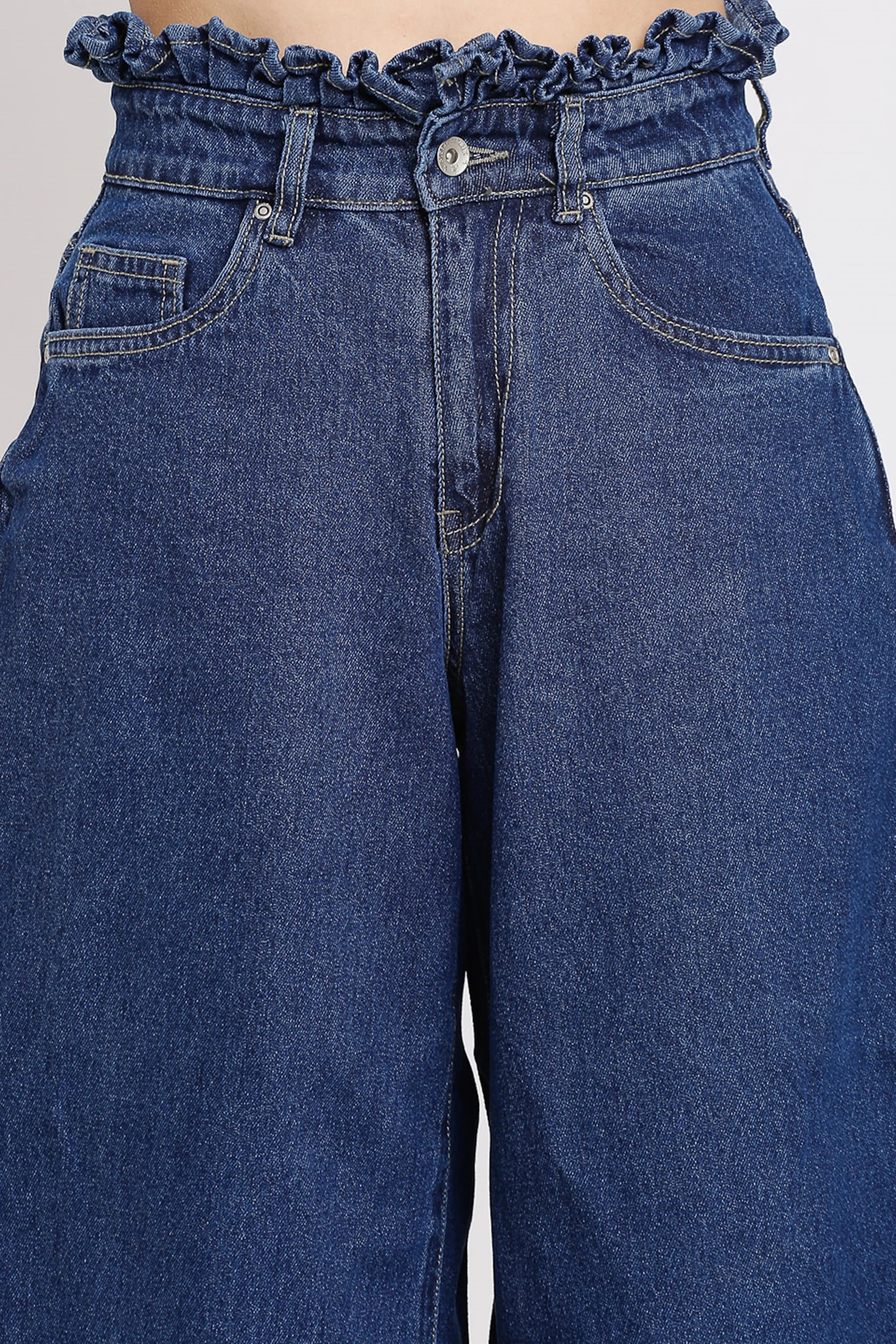 Blue Cotton Blend Culottes - Global Republic