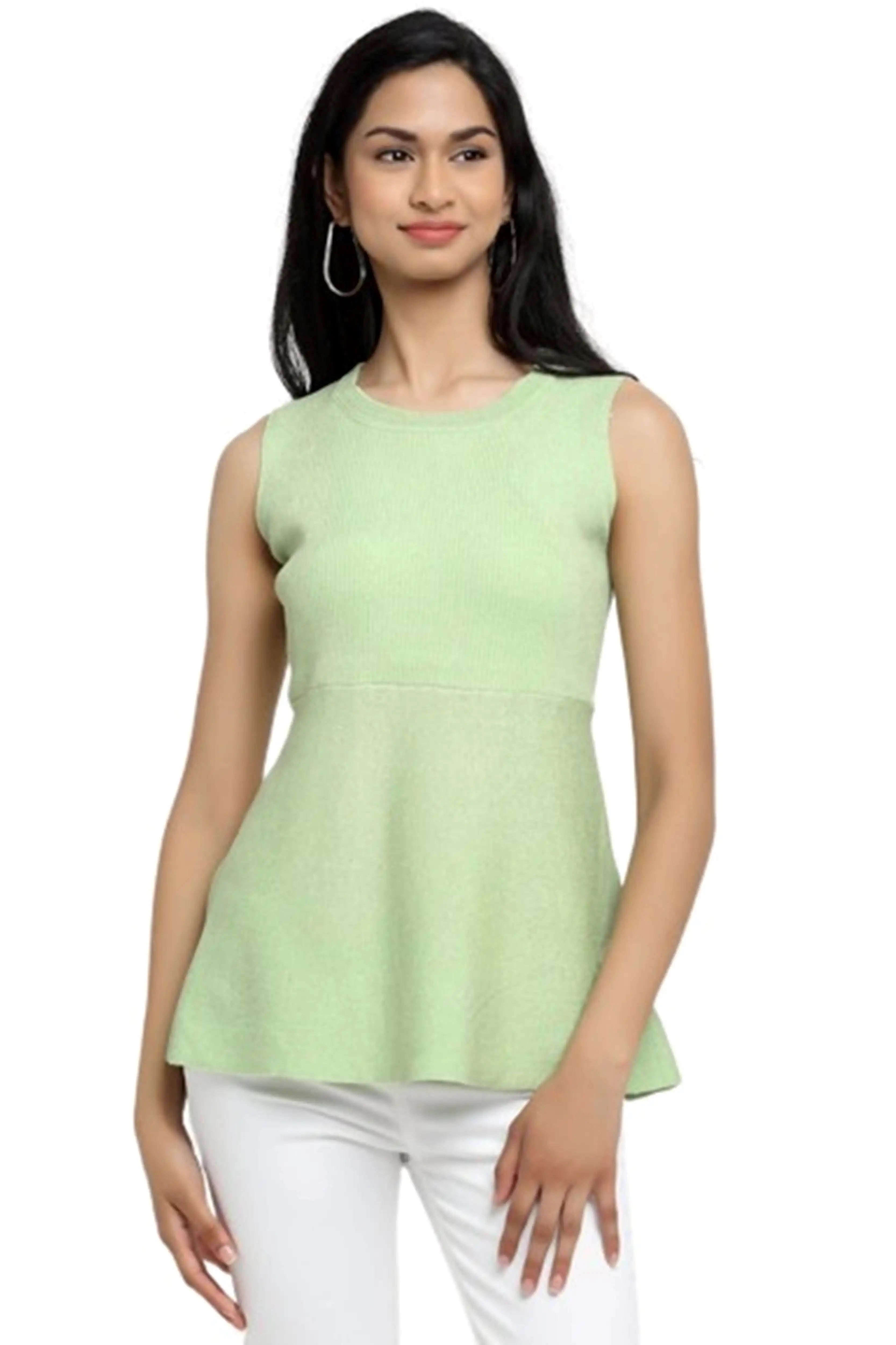 Green A-Line Peplum Top