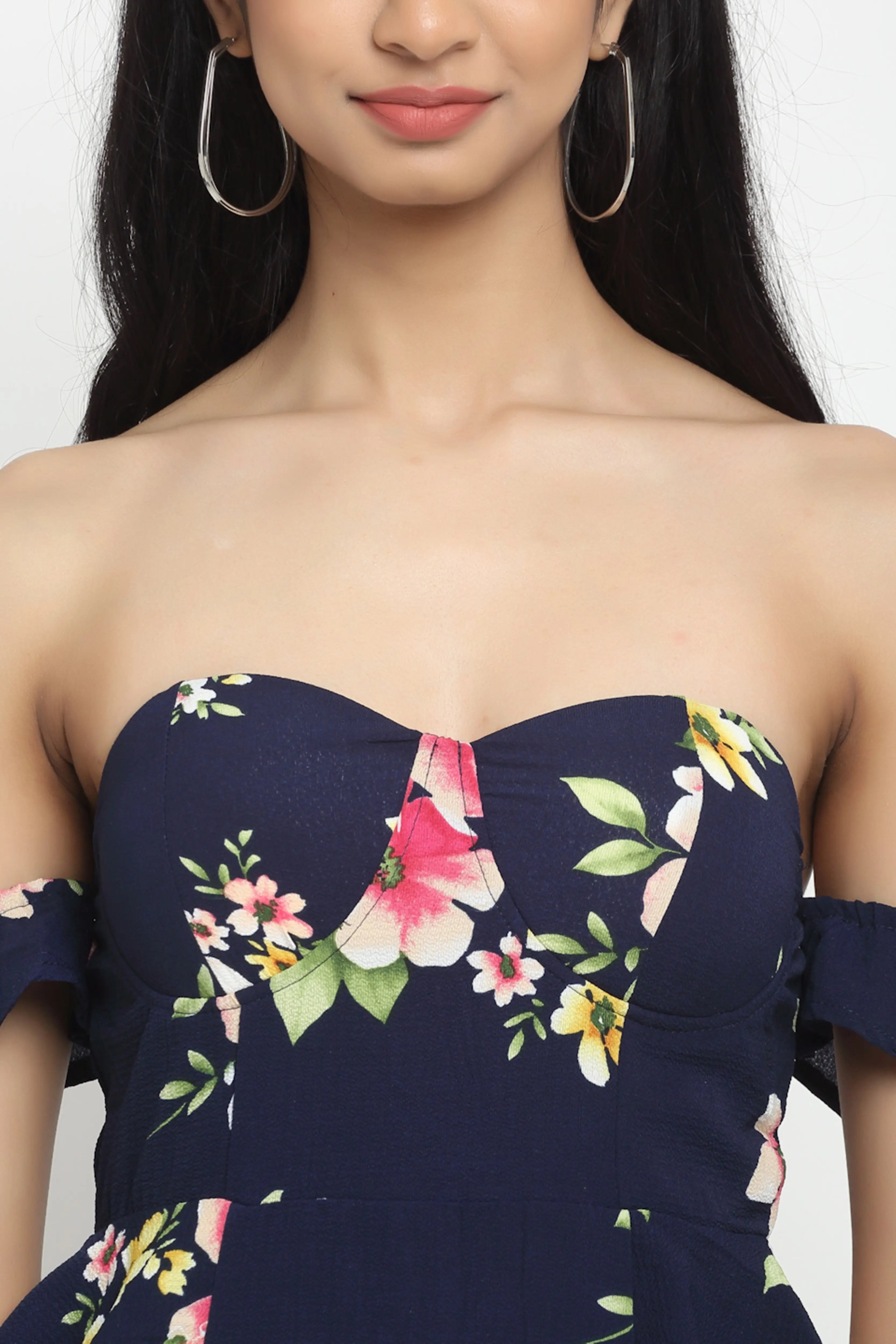Pink Floral Off-Shoulder Long Top - Global Republic