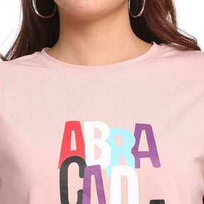 Women Alpha Printed Pink T-Shirt
