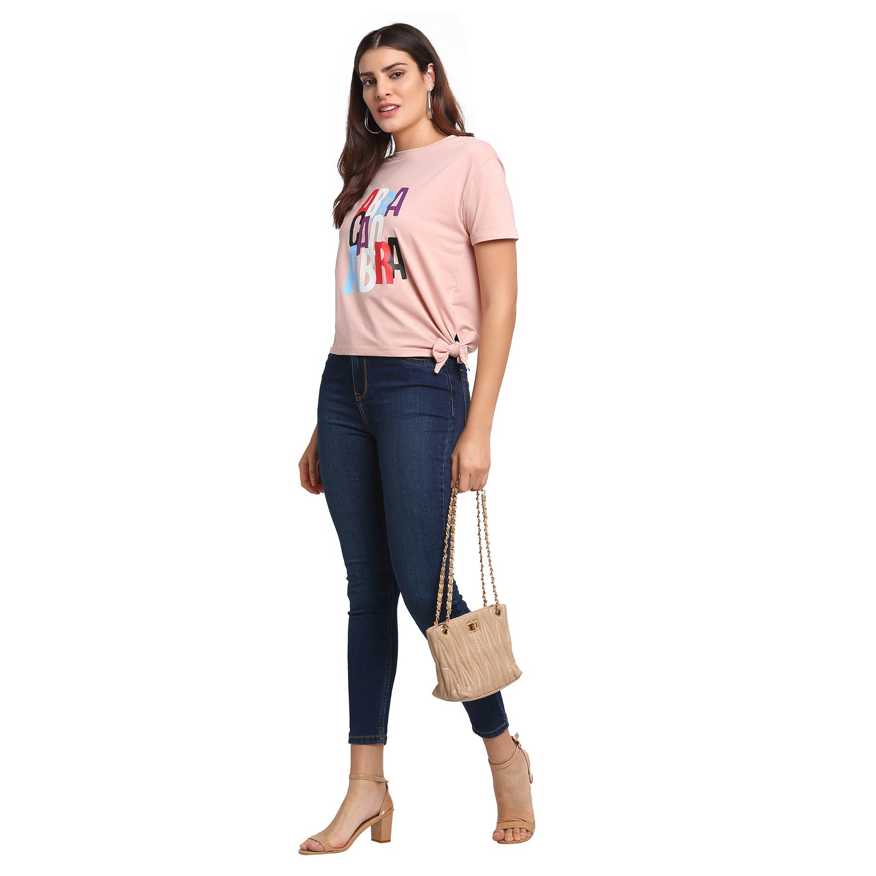 Women Alpha Printed Pink T-Shirt