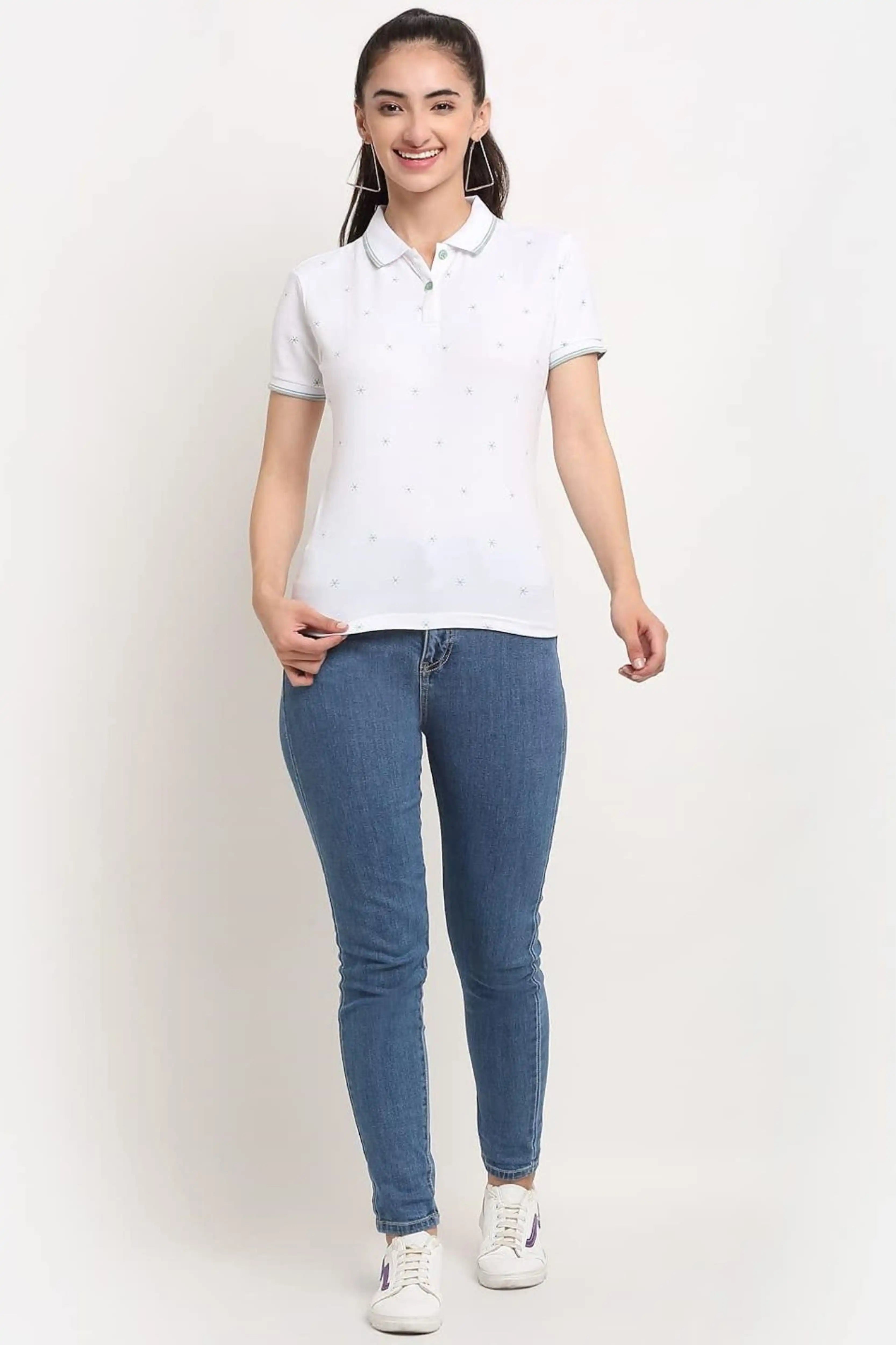 White Regular Fit Polo T-Shirt