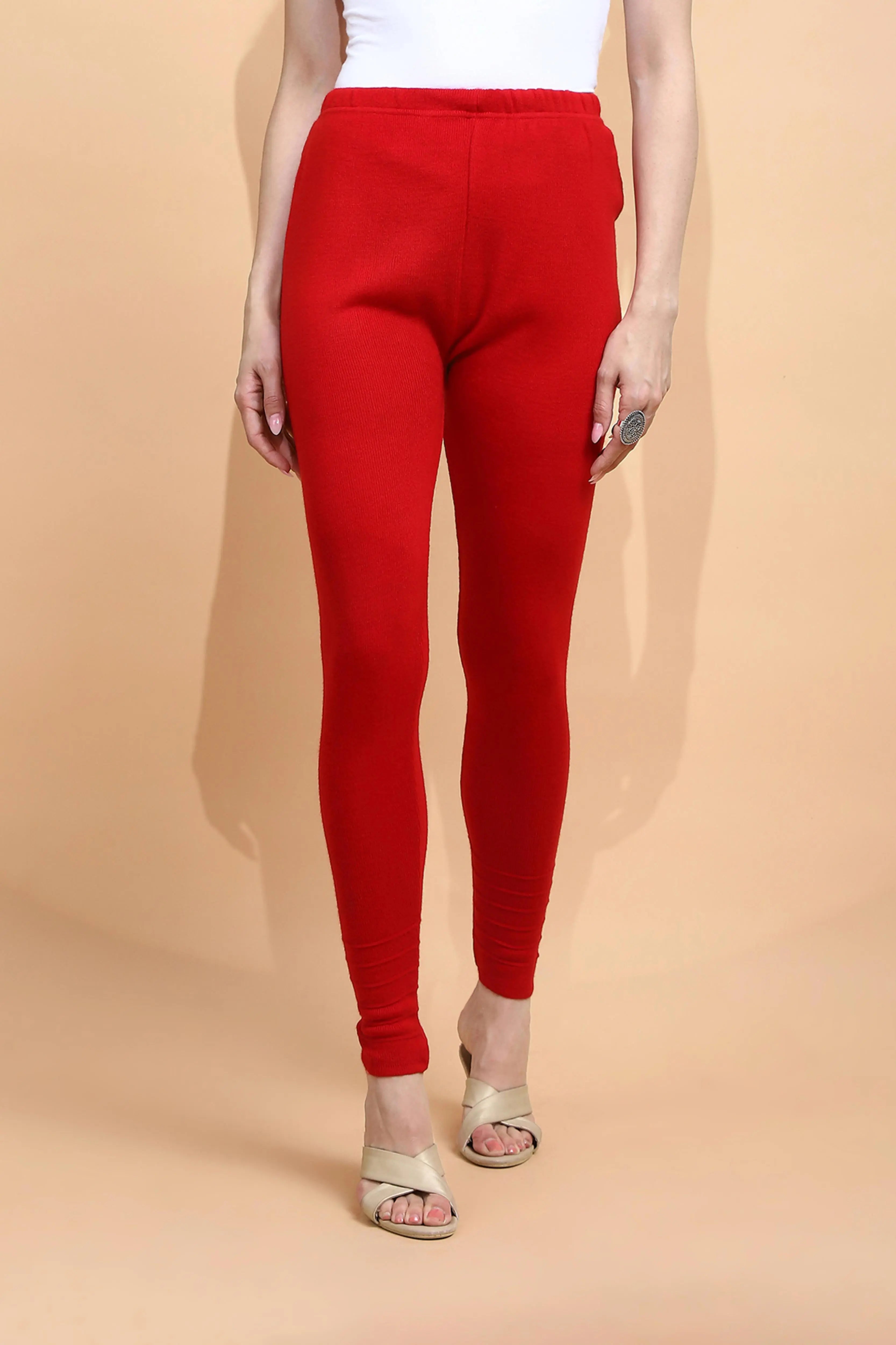 Red Woolen Blend Slim Fit Legging - Global Republic