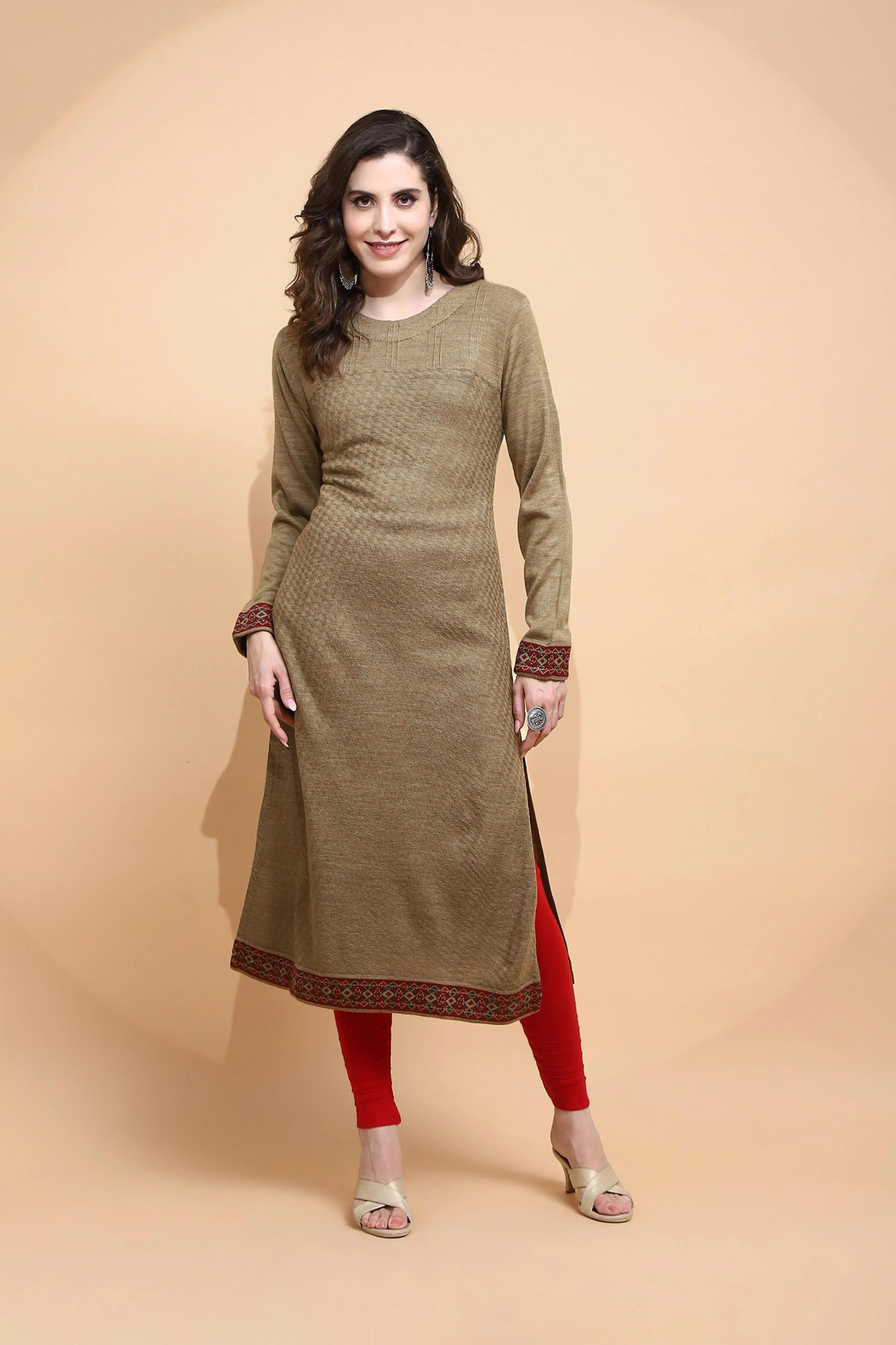 Beige cotton Regular Fit Kurta For Women - Global Republic