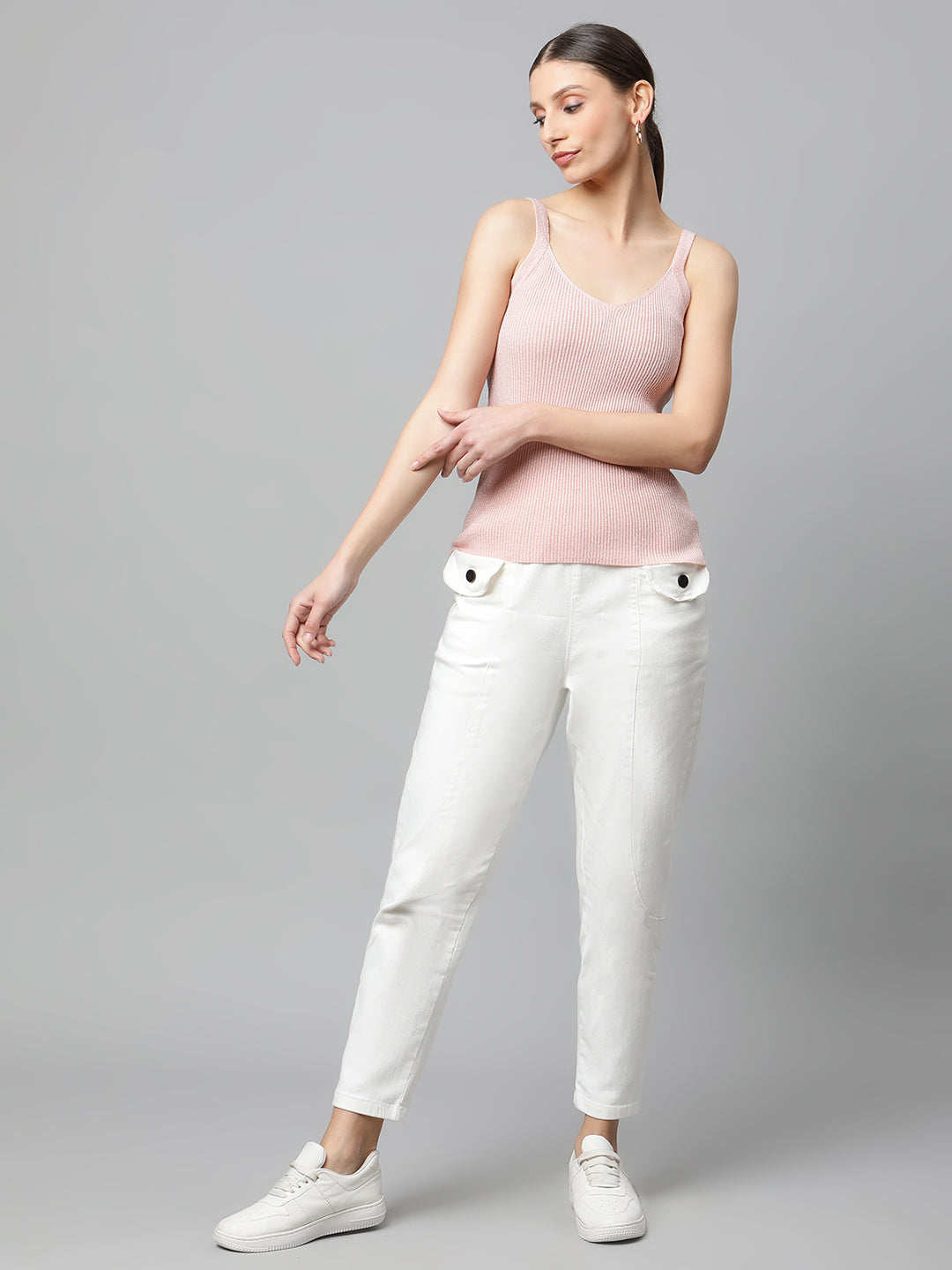 Women Shimmery Slim Fit Camisole Top - Global Republic