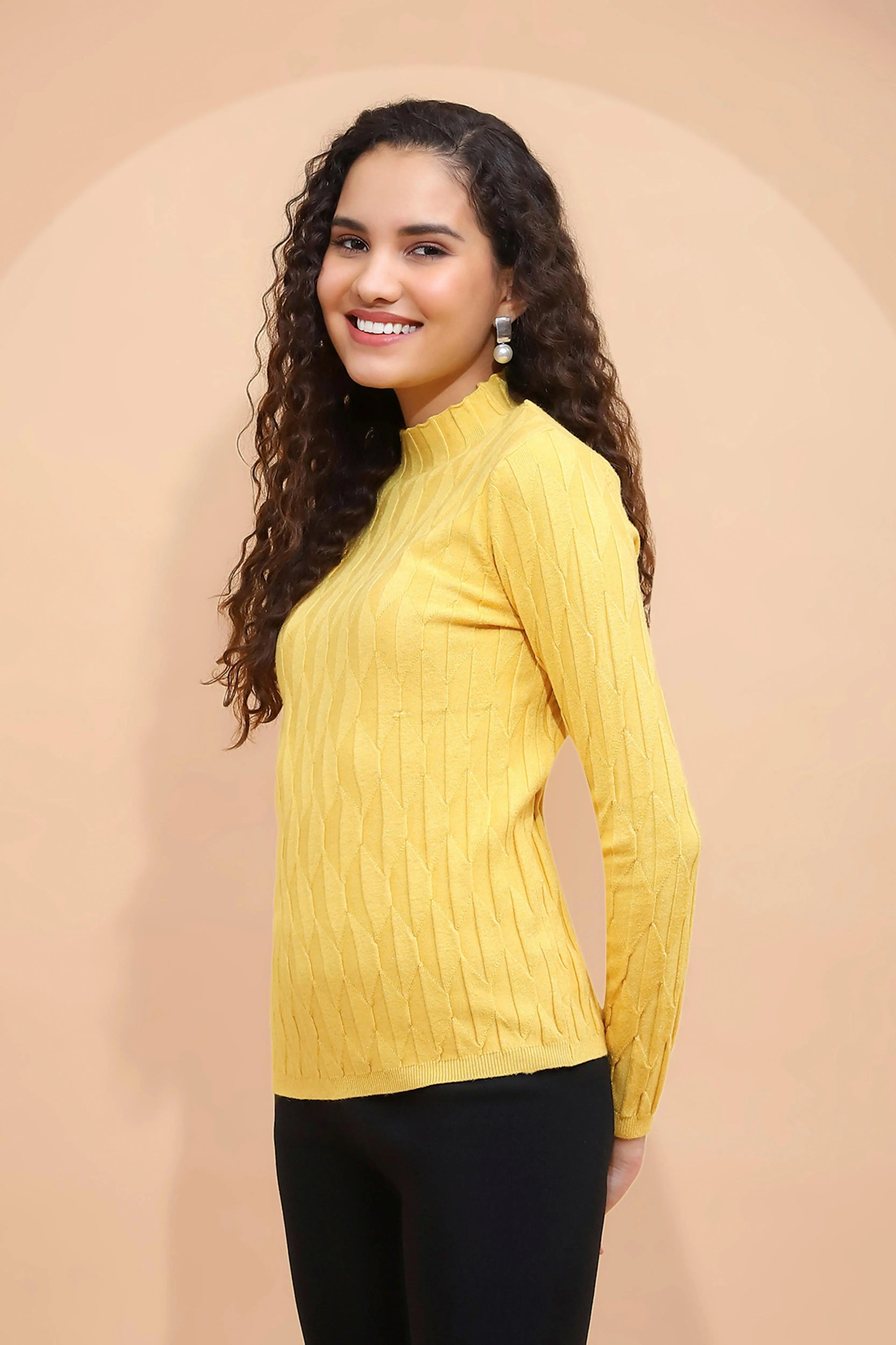 Mustard Slim Fit Skivvy Pullover - Global Republic