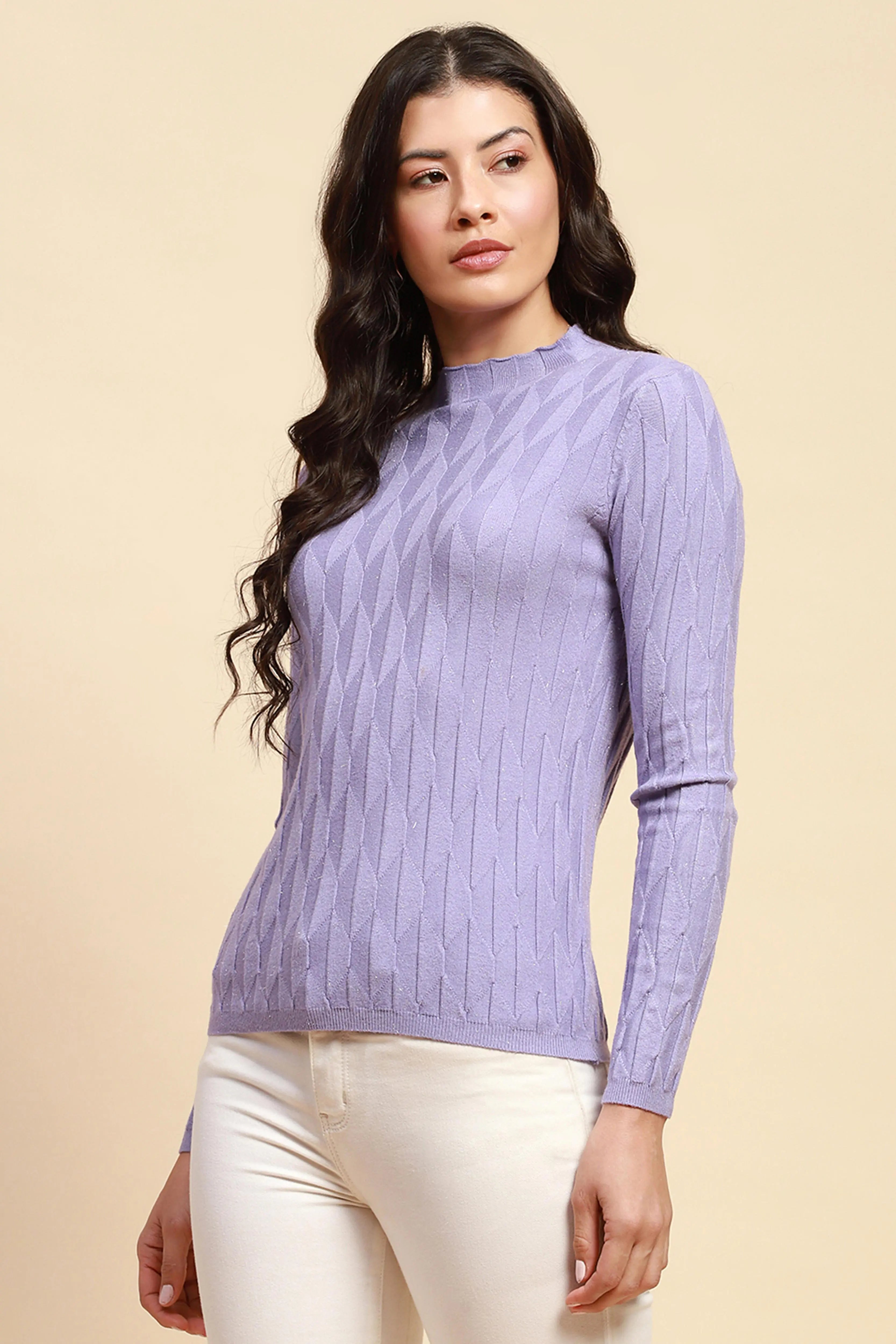 Lilac Slim Fit Skivvy Pullover - Global Republic