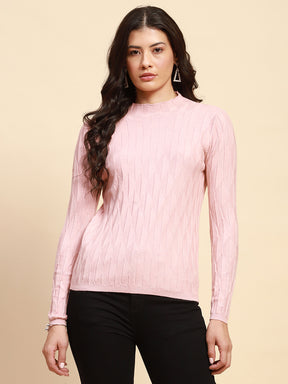 Solid Poly Viscos High Neck Skivvy Pullover