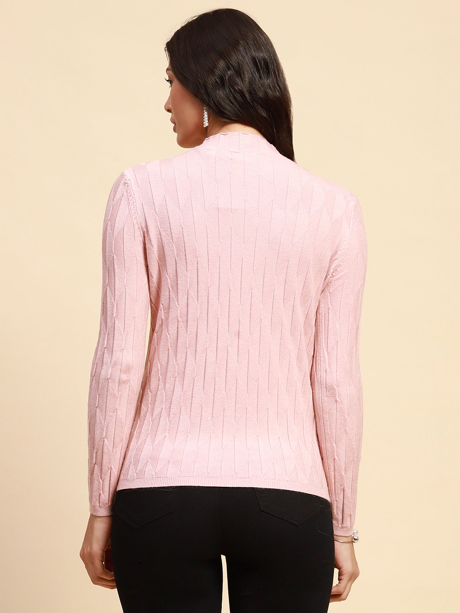 Solid Poly Viscos High Neck Skivvy Pullover