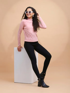 Solid Poly Viscos High Neck Skivvy Pullover